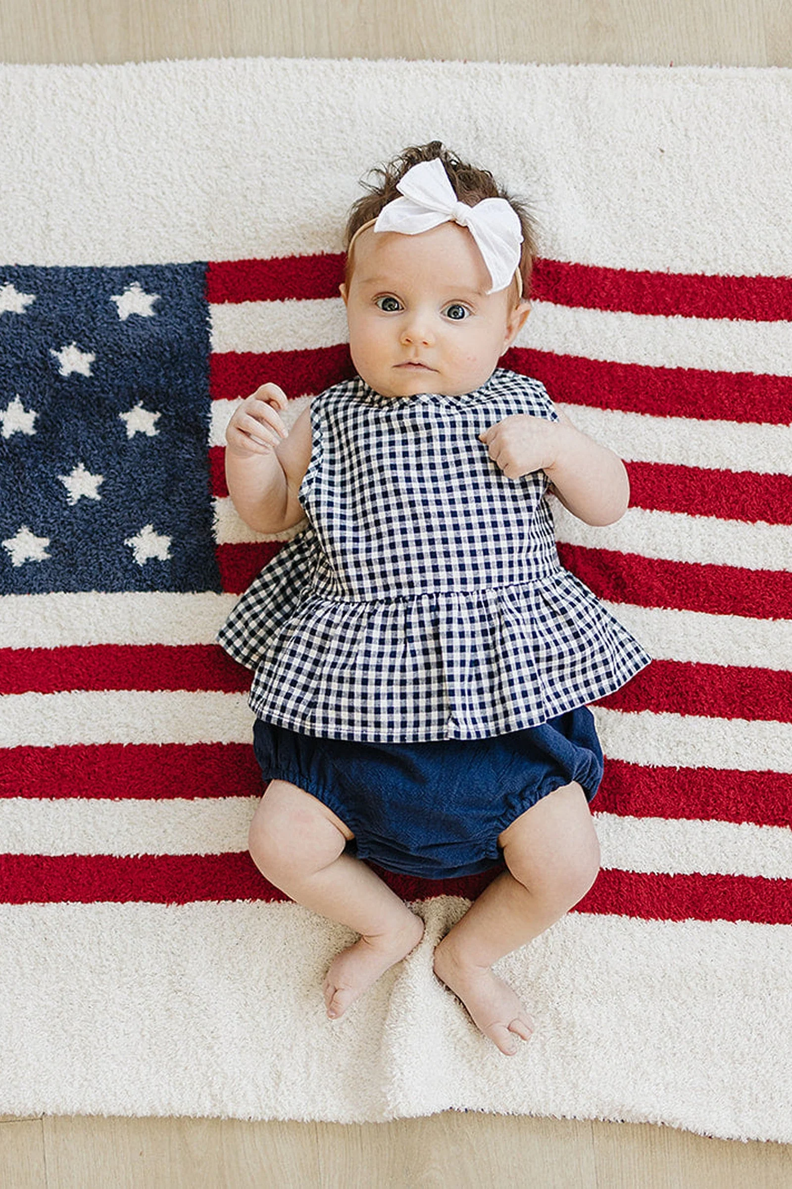 Mebie Baby Baby Girl Navy Gingham Peplum Set, Linen/Cotton, Baby - Image 4