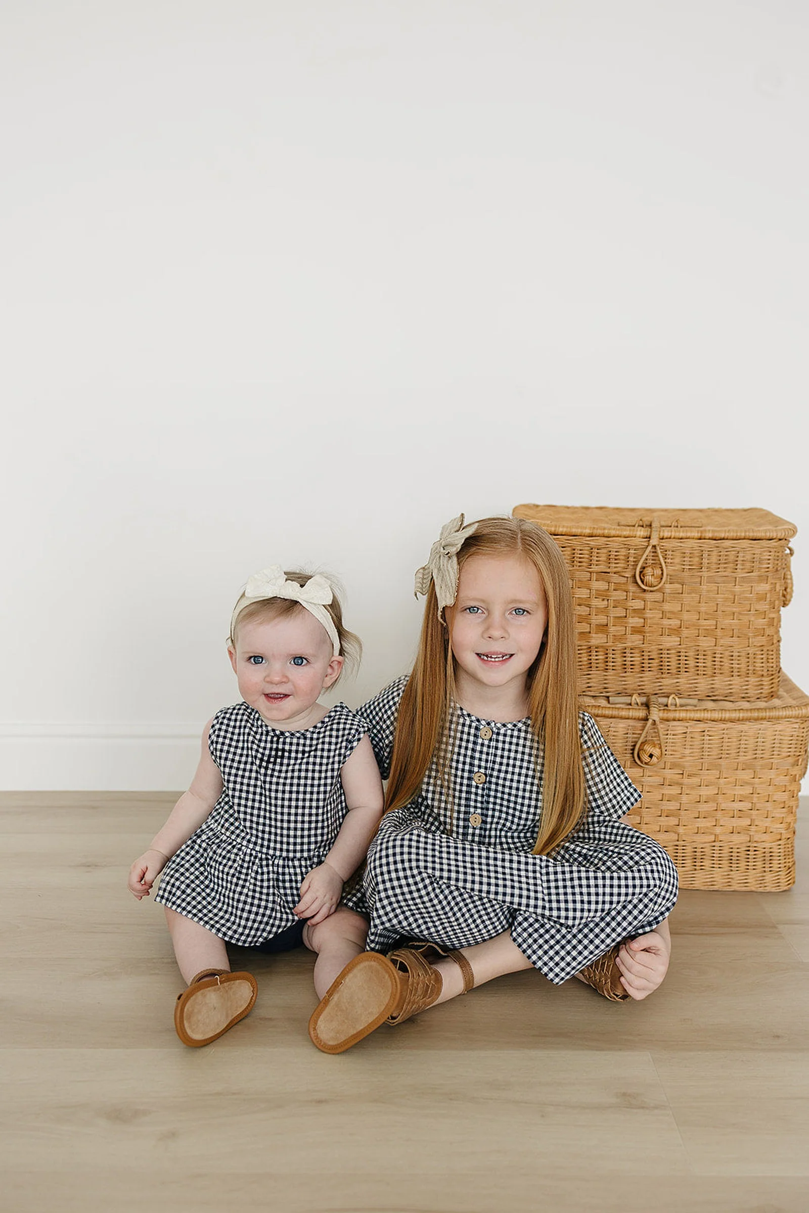 Mebie Baby Baby Girl Navy Gingham Peplum Set, Linen/Cotton, Baby - Image 5