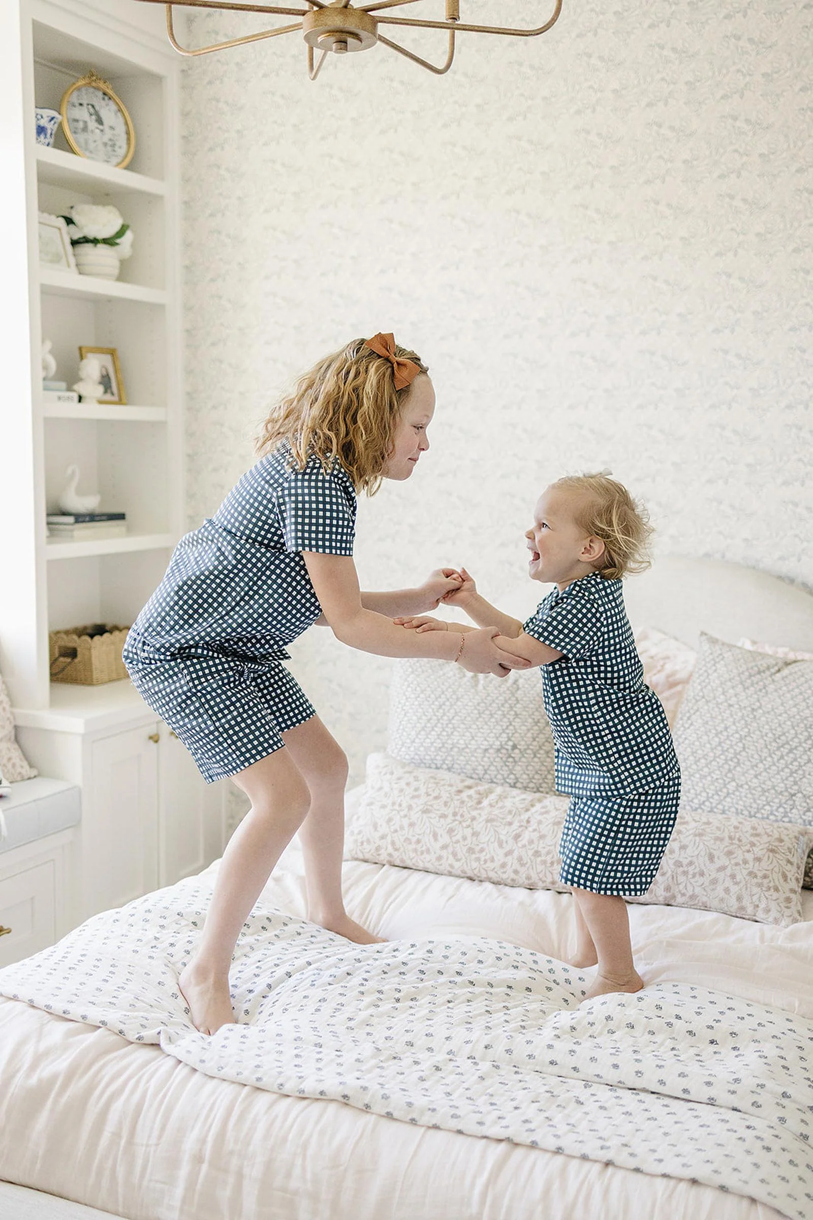 Mebie Baby Navy Gingham Shorts Pajama Set, 100% Cotton, Gender Neutral, Sizes 6M-11 - Image 6