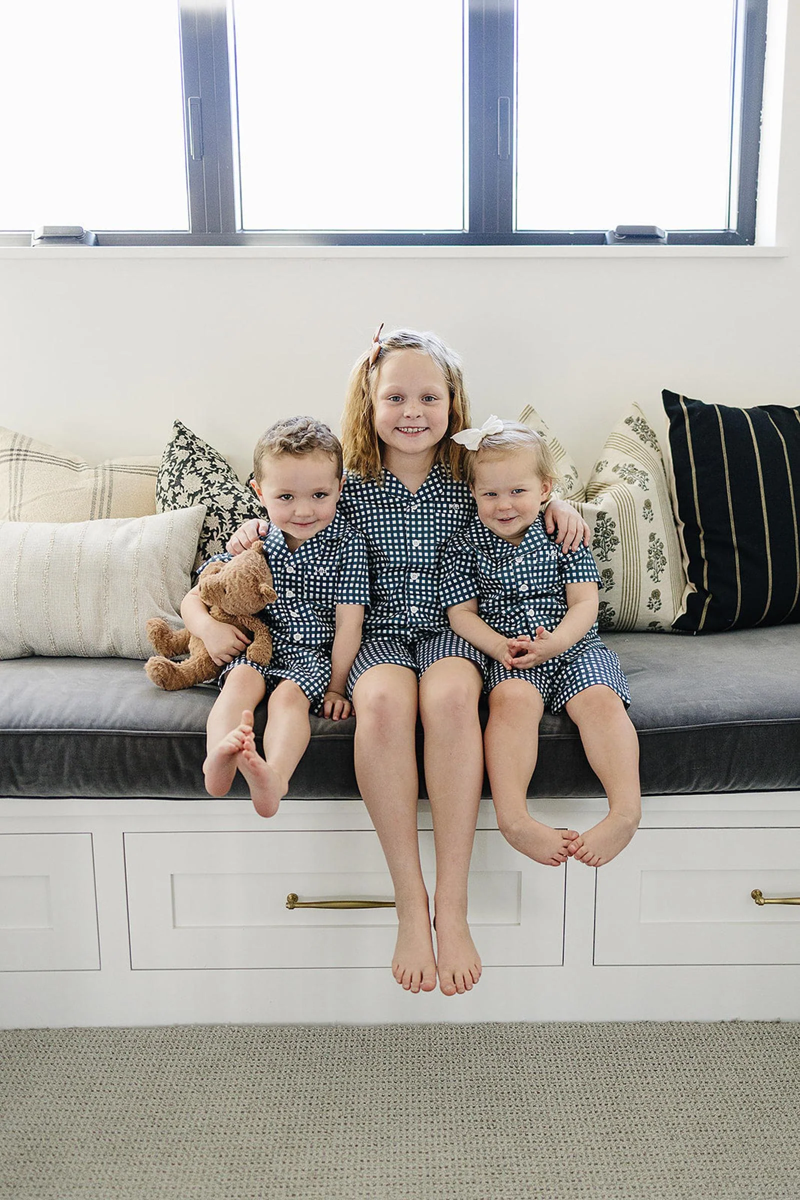 Mebie Baby Navy Gingham Shorts Pajama Set, 100% Cotton, Gender Neutral, Sizes 6M-11 - Image 7