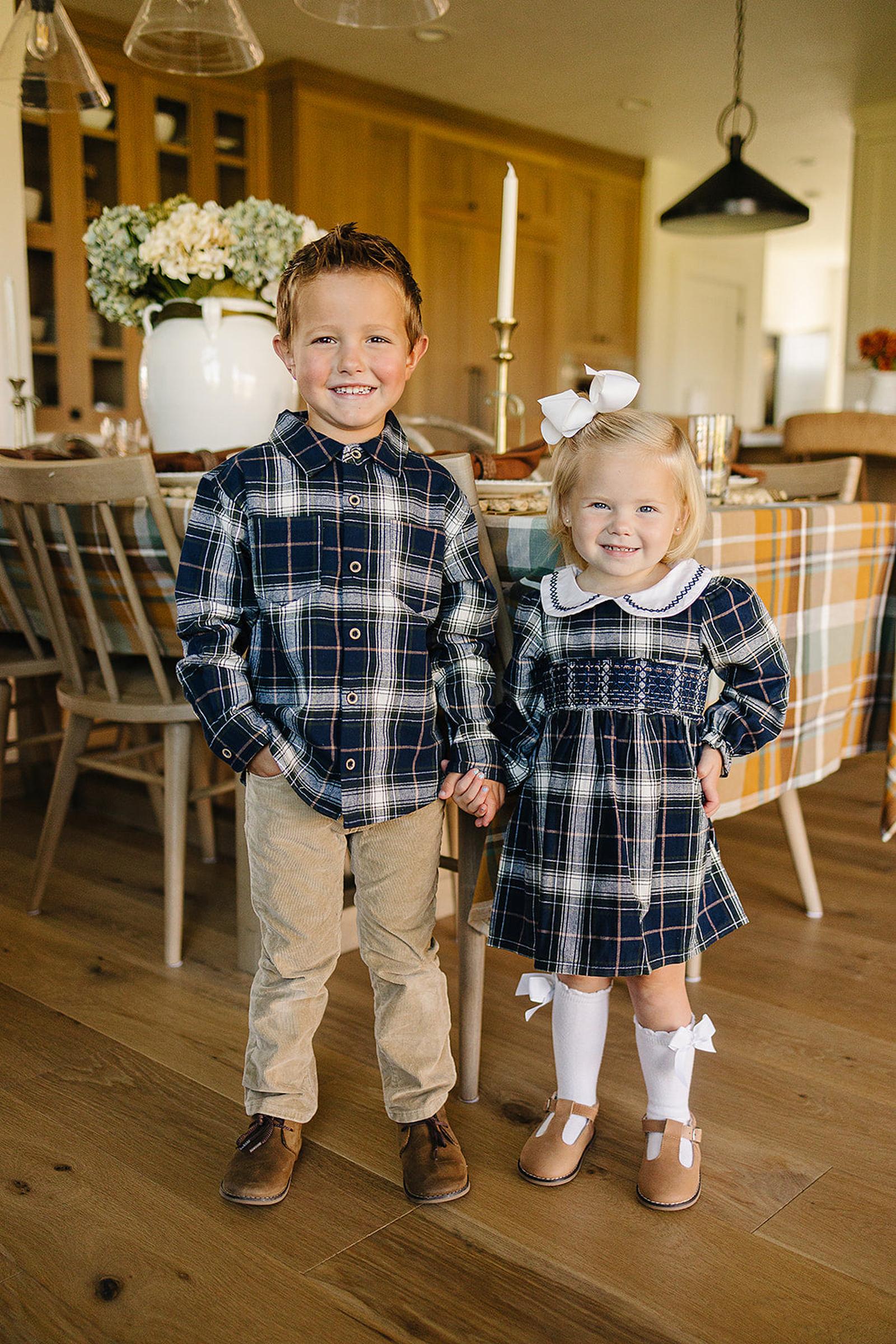 Mebie Baby Navy Plaid Button Up Shirt, 100% Cotton, Baby - Kids - Image 3