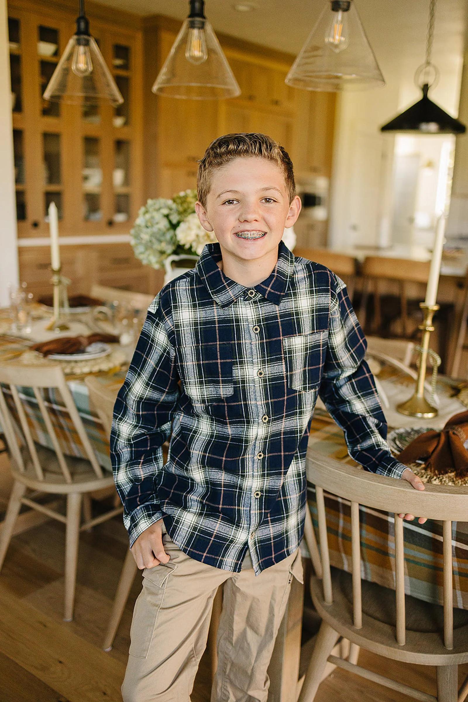 Mebie Baby Navy Plaid Button Up Shirt, 100% Cotton, Baby - Kids - Image 4