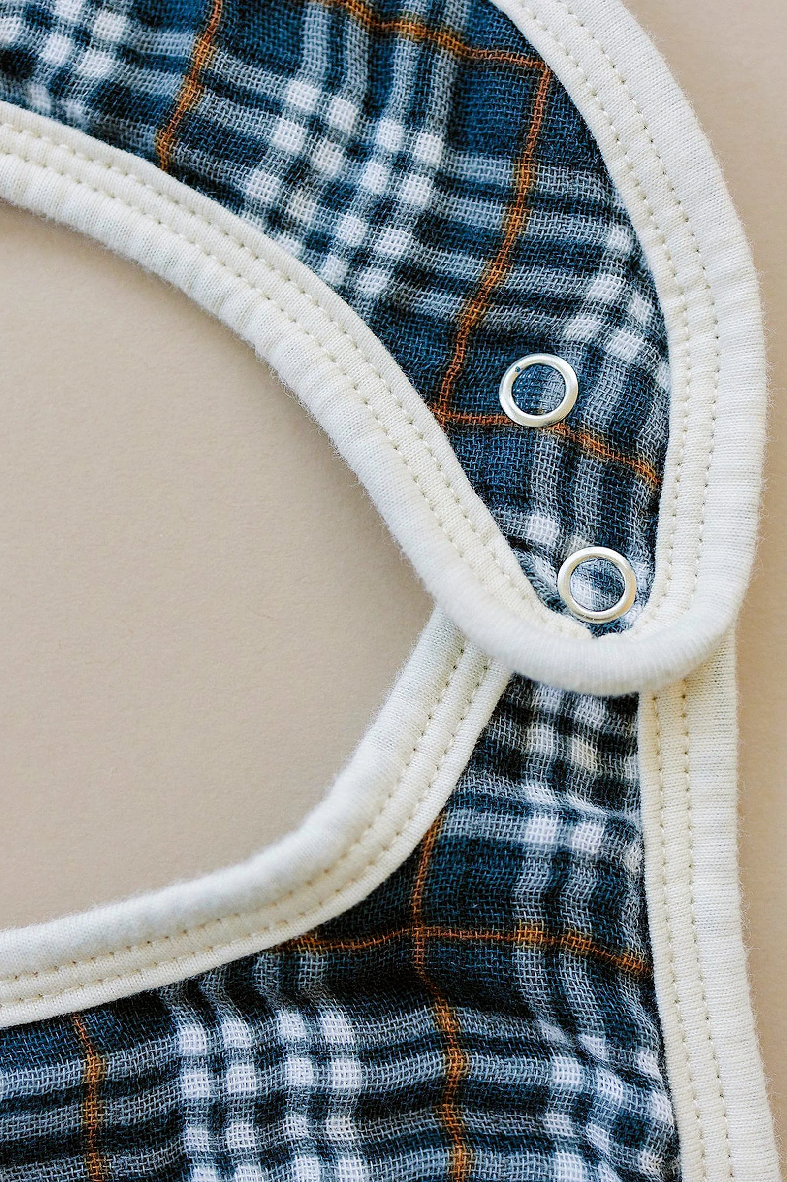 Mebie Baby Navy Plaid Classic Muslin Bib, 100% Cotton, Baby Essentials - Image 3