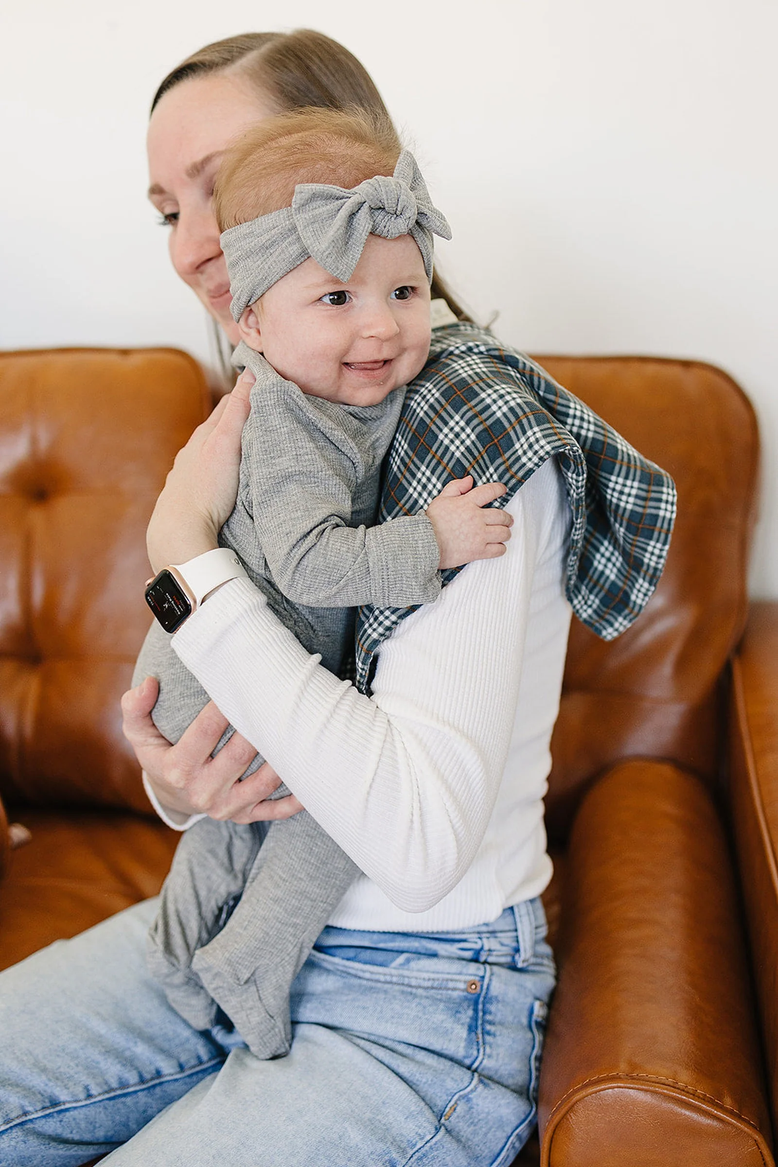 Mebie Baby Navy Plaid Muslin Burp Cloth, 100% Cotton, Baby Essentials - Image 3