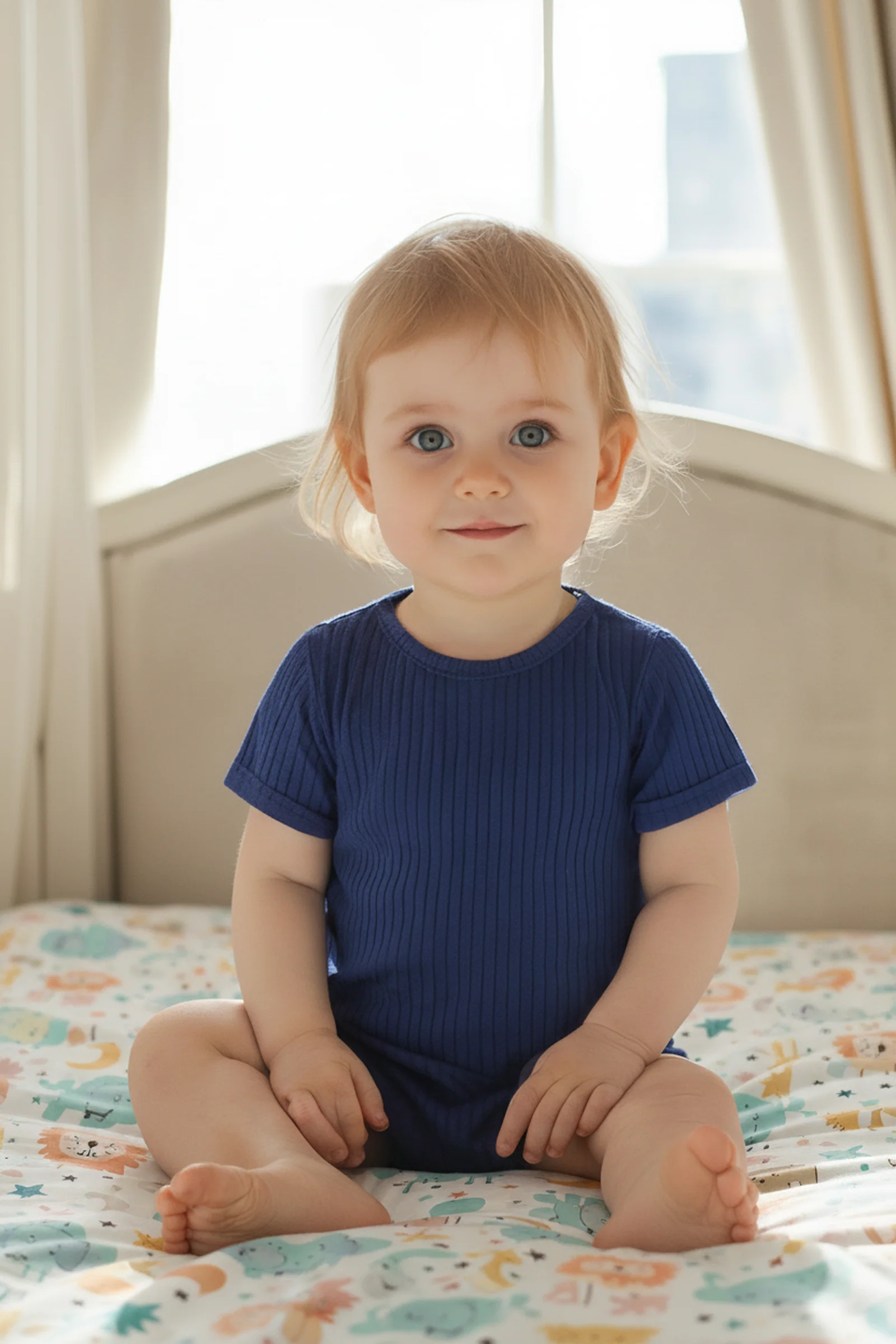 Mebie Baby Cotton Ribbed Bodysuit for Babies, Navy, Gender Neutral