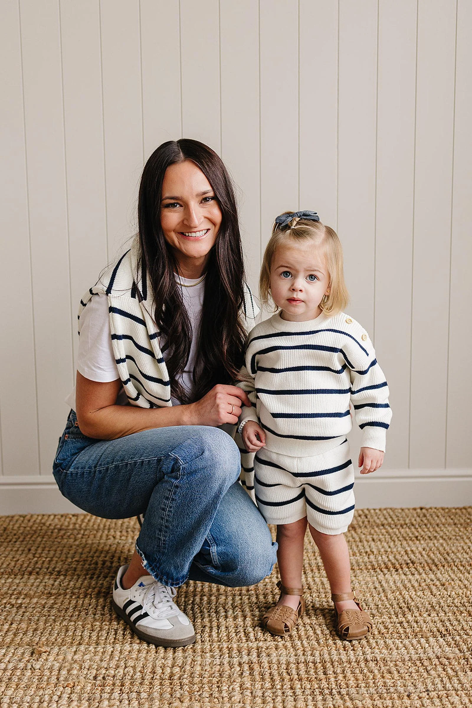 Navy Stripe Knit Sweater, 100% Cotton, Women, Family Matching Outfits - Image 9