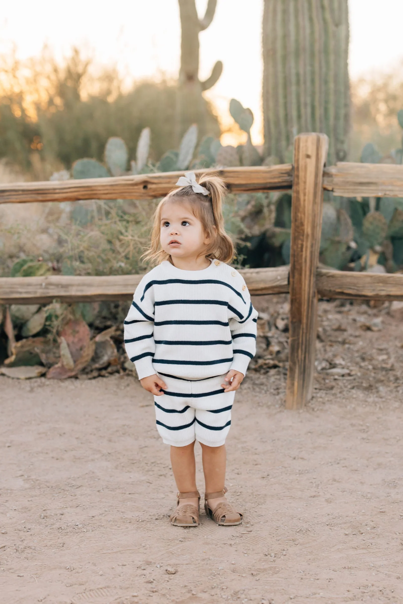 Mebie Baby Navy Stripe Knit Shorts, 100% Cotton, Gender Neutral, Baby & Toddler