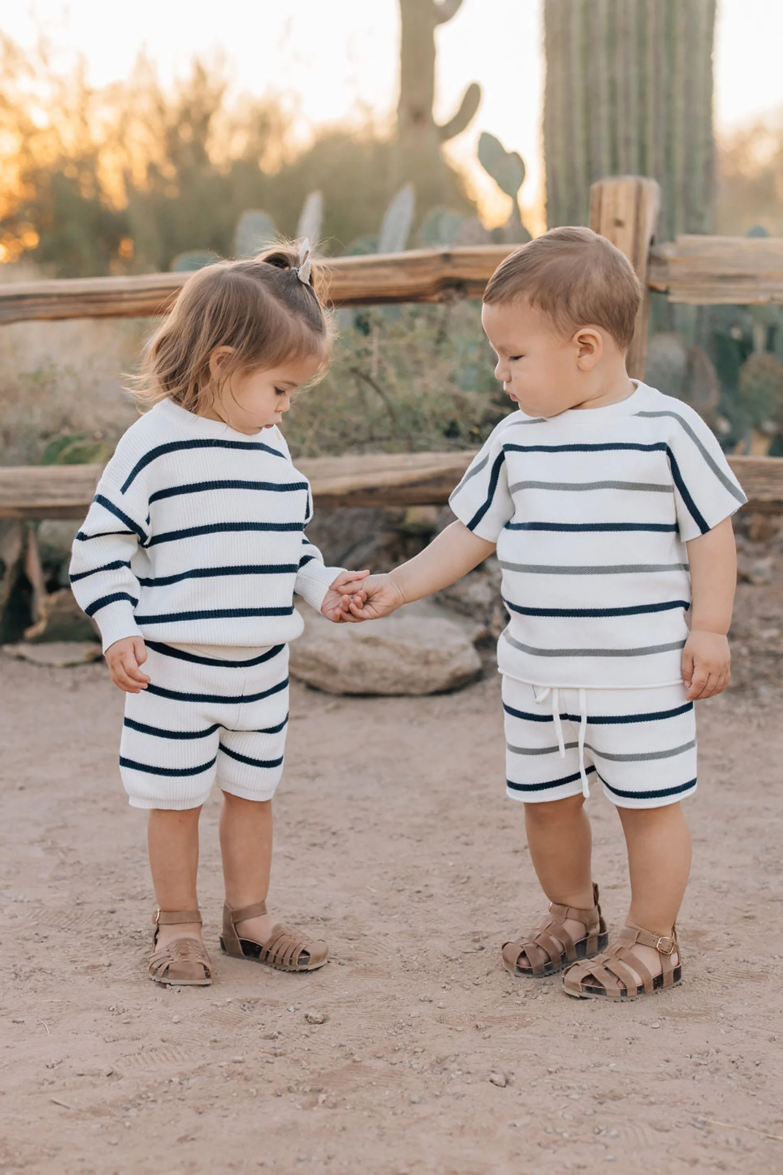 Mebie Baby Navy Stripe Knit Shorts, 100% Cotton, Gender Neutral, Baby & Toddler - Image 4