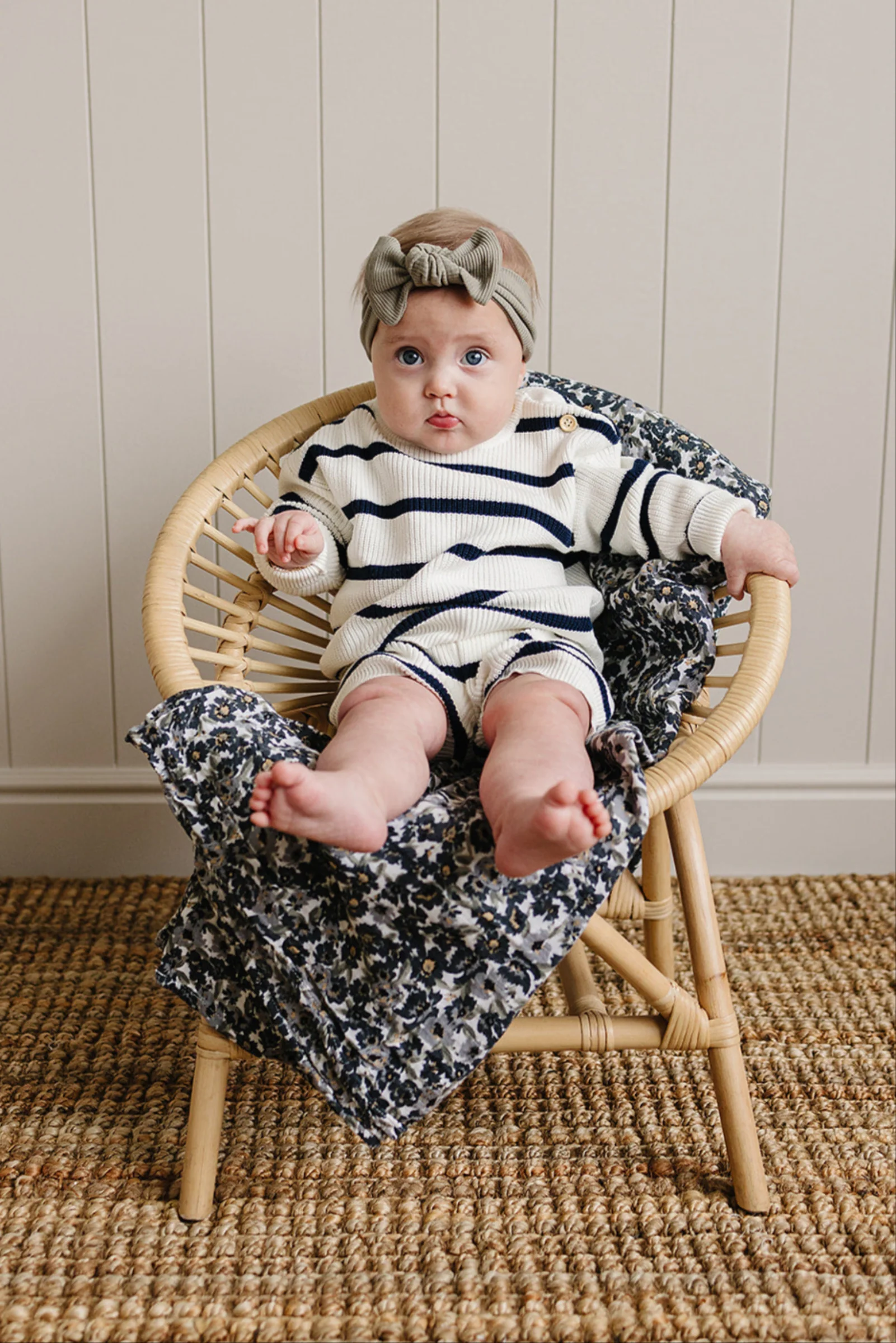 Mebie Baby Navy Stripe Knit Shorts, 100% Cotton, Gender Neutral, Baby & Toddler - Image 6