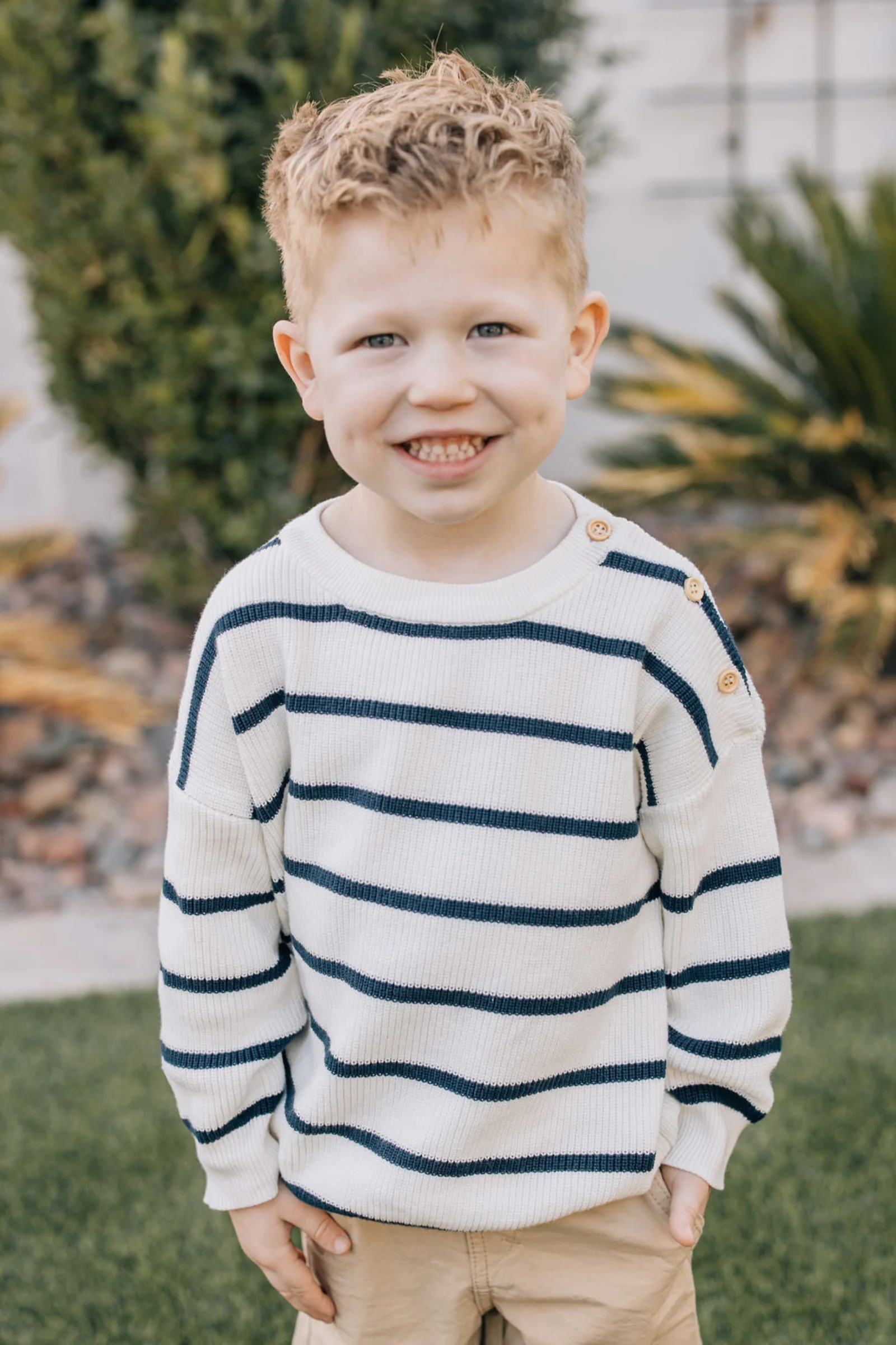 Mebie Baby Navy Stripe Knit Sweater, 100% Cotton, Gender Neutral, Baby, Toddler & Kids - Image 6