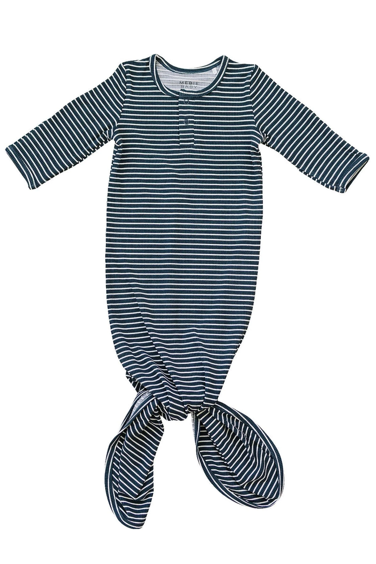 Mebie Baby Navy Stripes Knot Gown, Bamboo, Baby Essentials - Image 2
