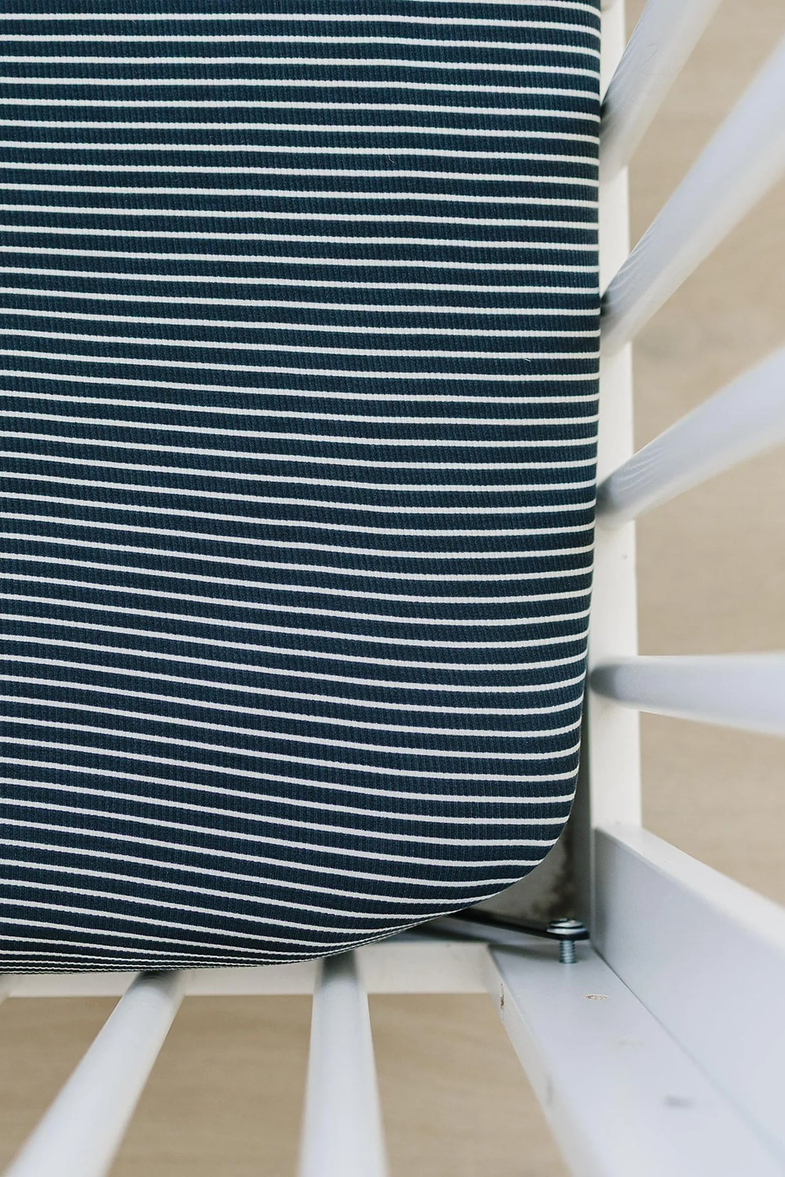 Mebie Baby Navy Stripes Stretch Crib Sheet, Bamboo, Baby Essentials - Image 2