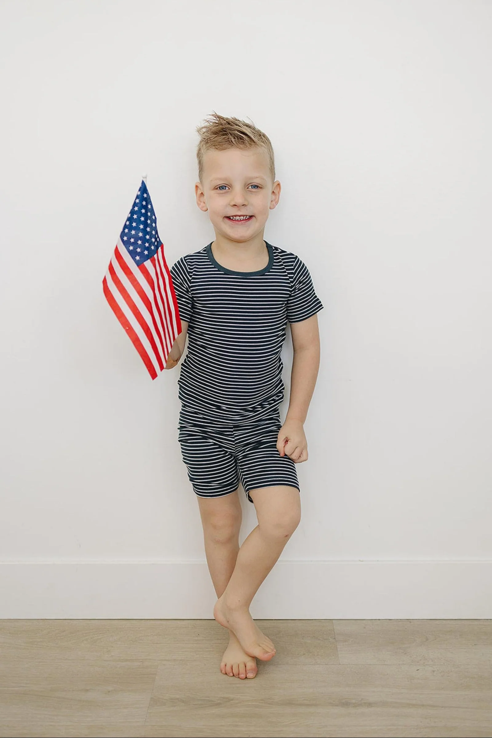 Mebie Baby Navy Stripes Ribbed Cozy Shorts Set, Bamboo, Gender Neutral, Baby, Toddler & Kids