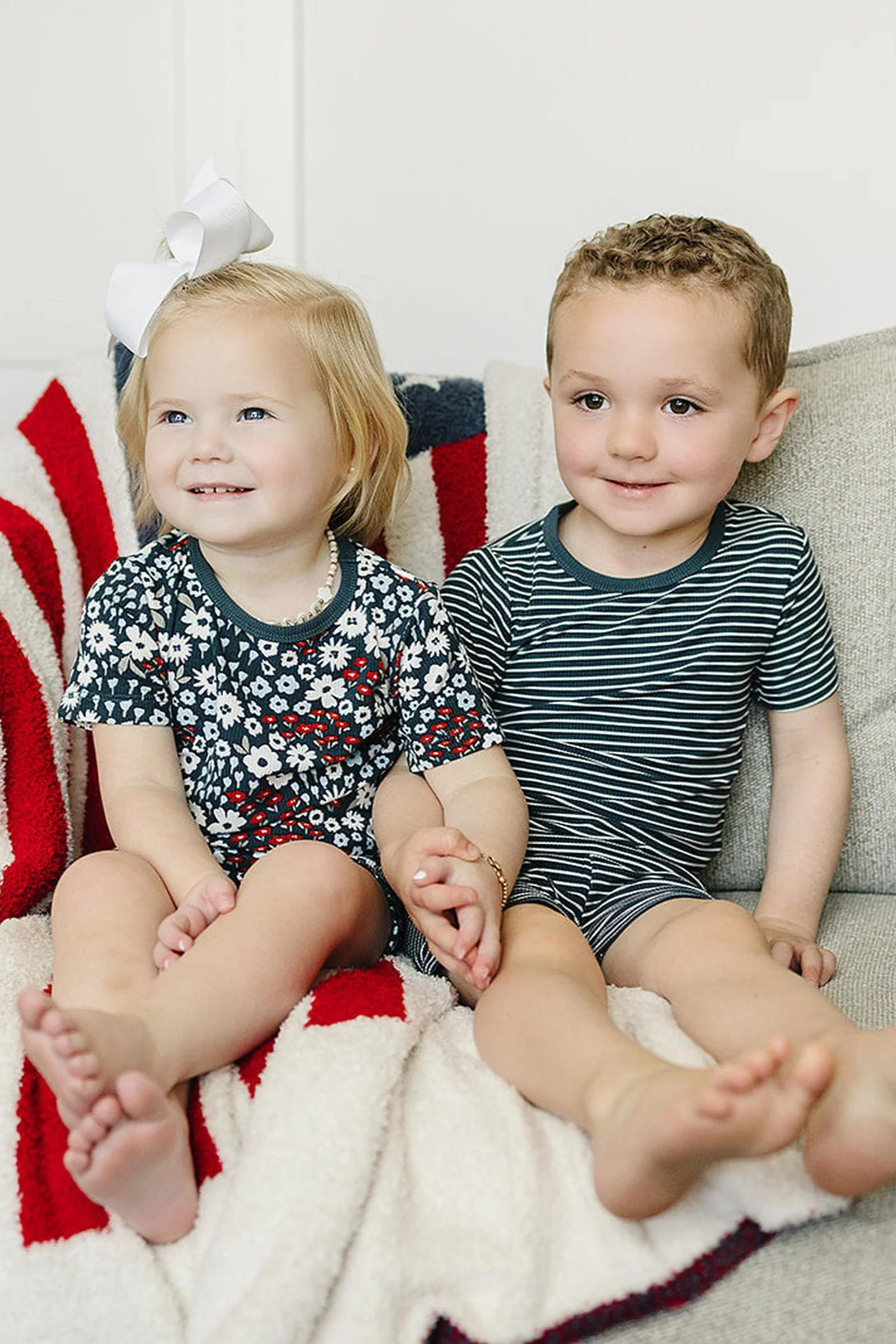 Mebie Baby Navy Stripes Ribbed Cozy Shorts Set, Bamboo, Gender Neutral, Baby, Toddler & Kids - Image 5