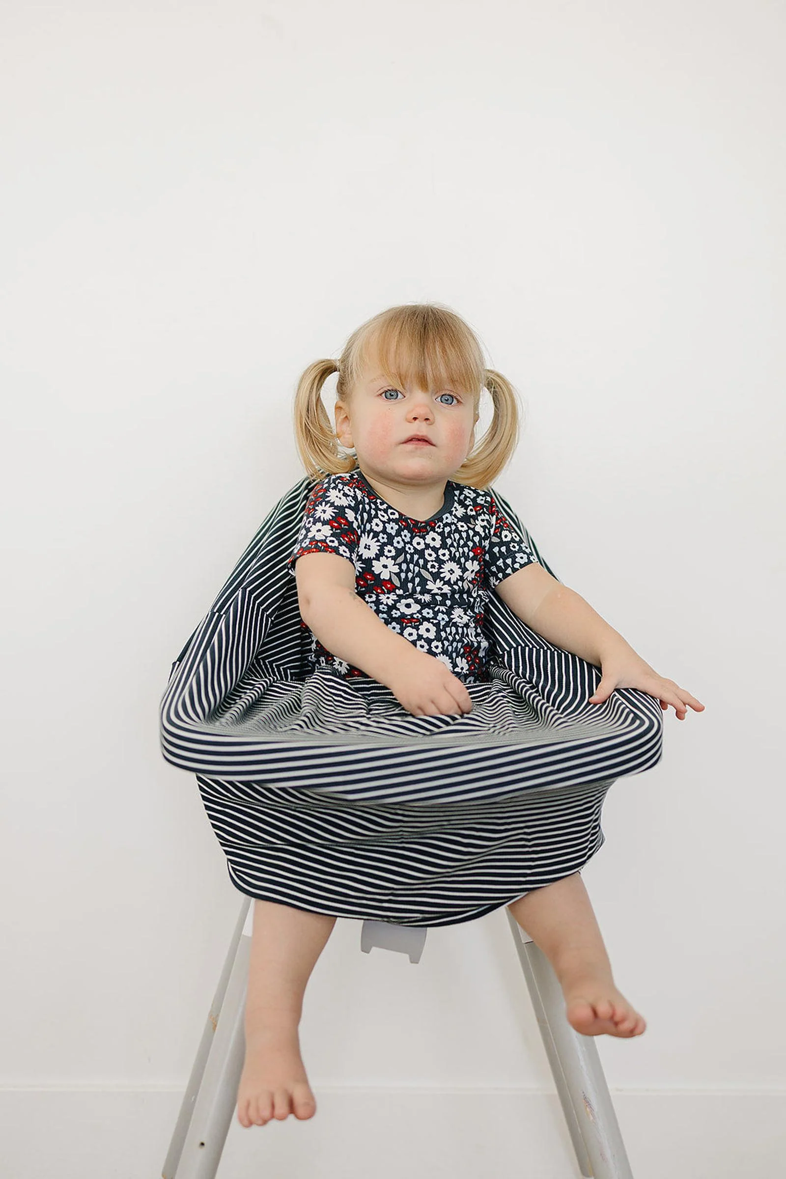 Mebie Baby Navy Stripes Ribbed Multi-Use, Bamboo, Car Seat & Nursing Cover, Gender Neutral, Baby - Image 4