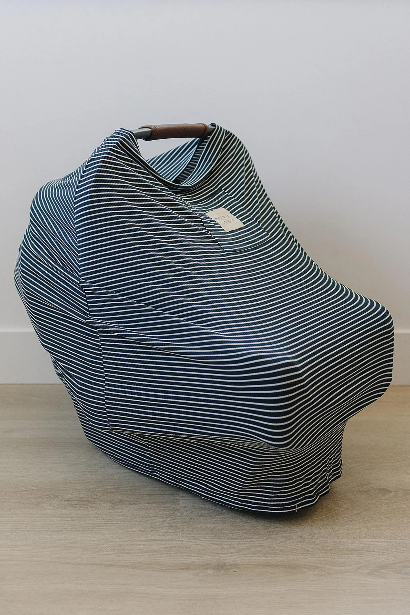 Mebie Baby Navy Stripes Ribbed Multi-Use, Bamboo, Car Seat & Nursing Cover, Gender Neutral, Baby - Image 6