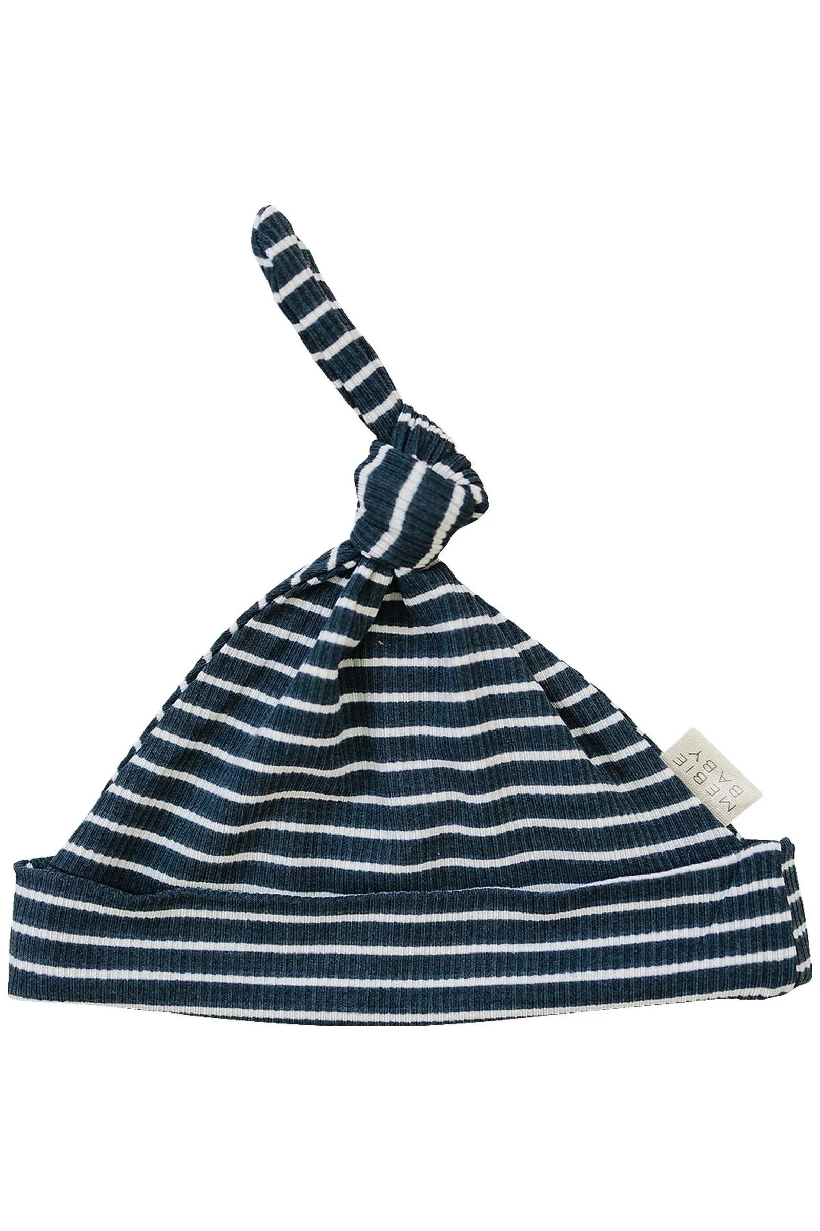 Mebie Baby Navy Stripes Ribbed Newborn Knot Hat, Bamboo, Gender Neutral, Baby - Image 2