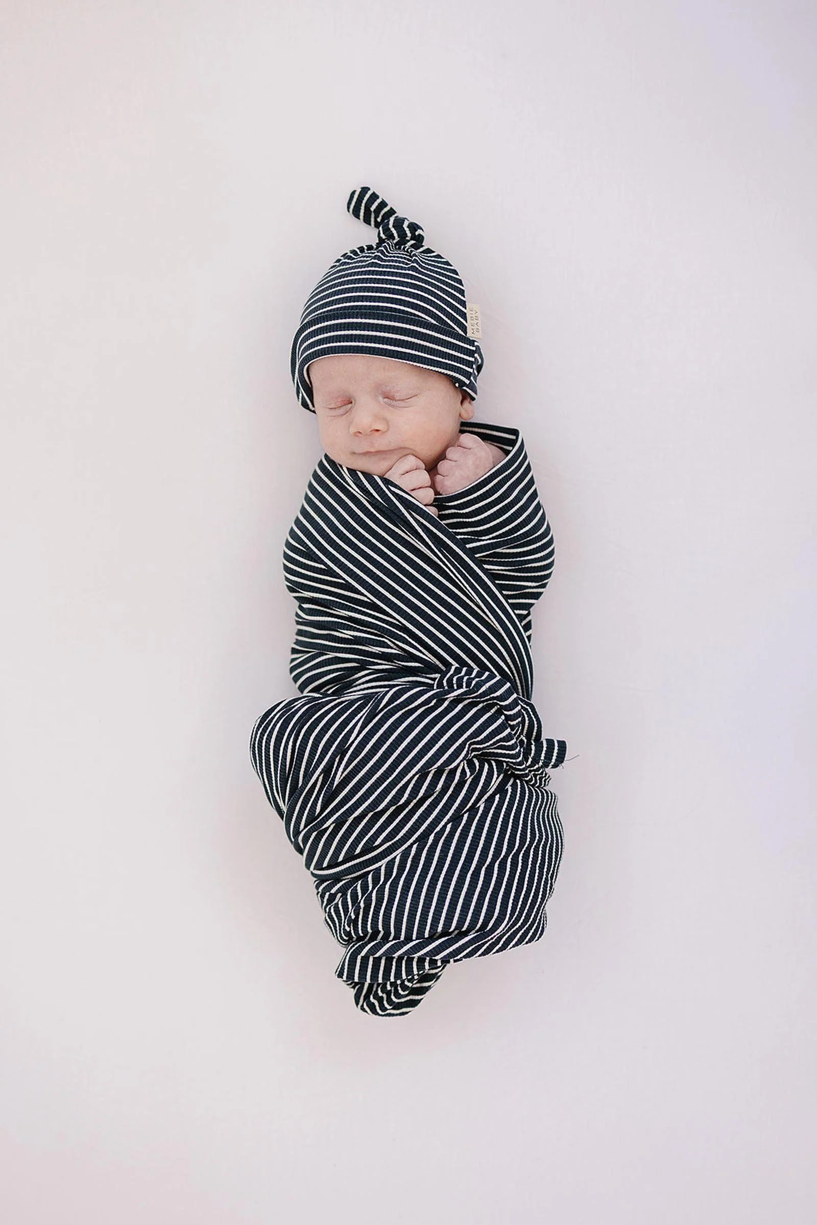 Mebie Baby Navy Stripes Ribbed Newborn Knot Hat, Bamboo, Gender Neutral, Baby - Image 4