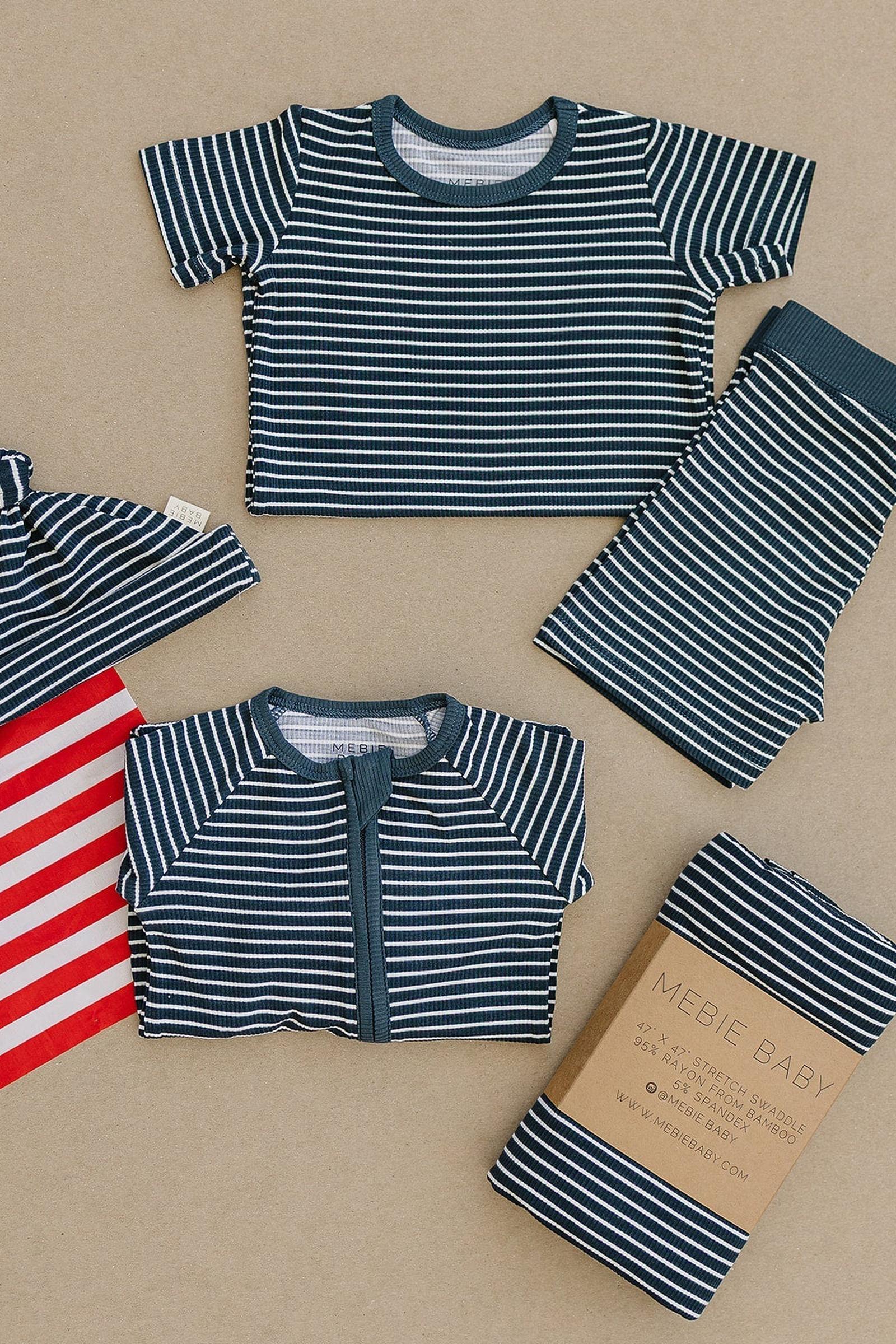 Mebie Baby Navy Stripes Ribbed Newborn Knot Hat, Bamboo, Gender Neutral, Baby - Image 7