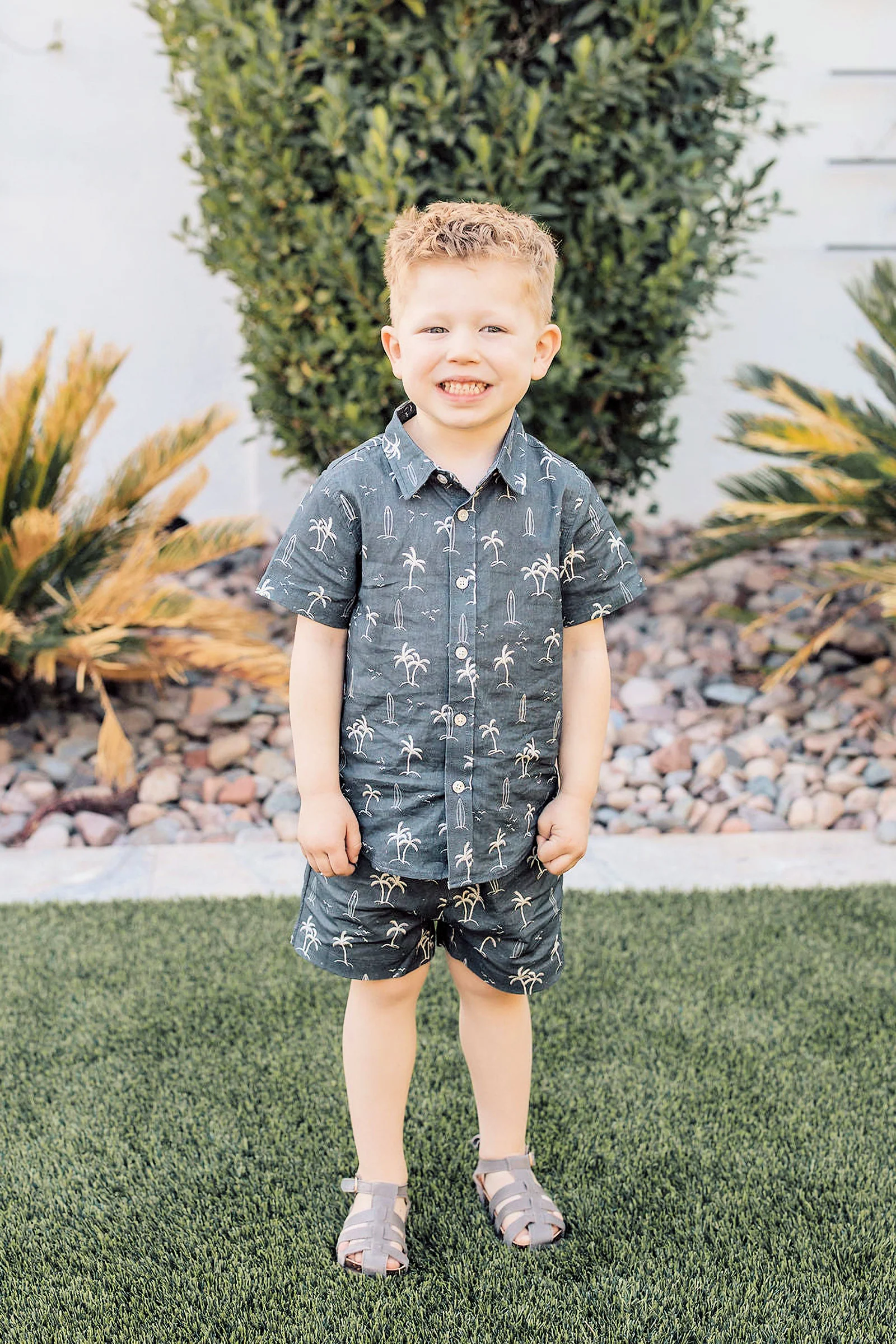 Mebie Baby Boy Navy Surfer Linen Shorts, Resort Wear Collection, Baby, Toddler & Kids