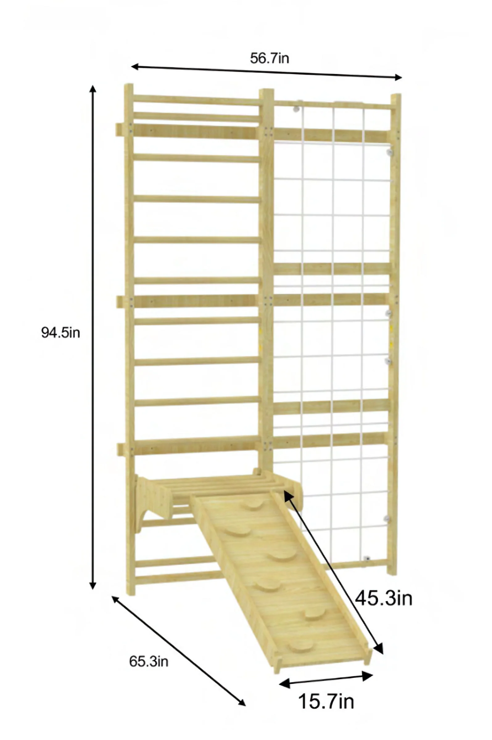 Neem 95" Tall Swedish Wall Ladder & Wooden Climber, Indoor, Home Gym Playset, Kids & Adults - Image 7