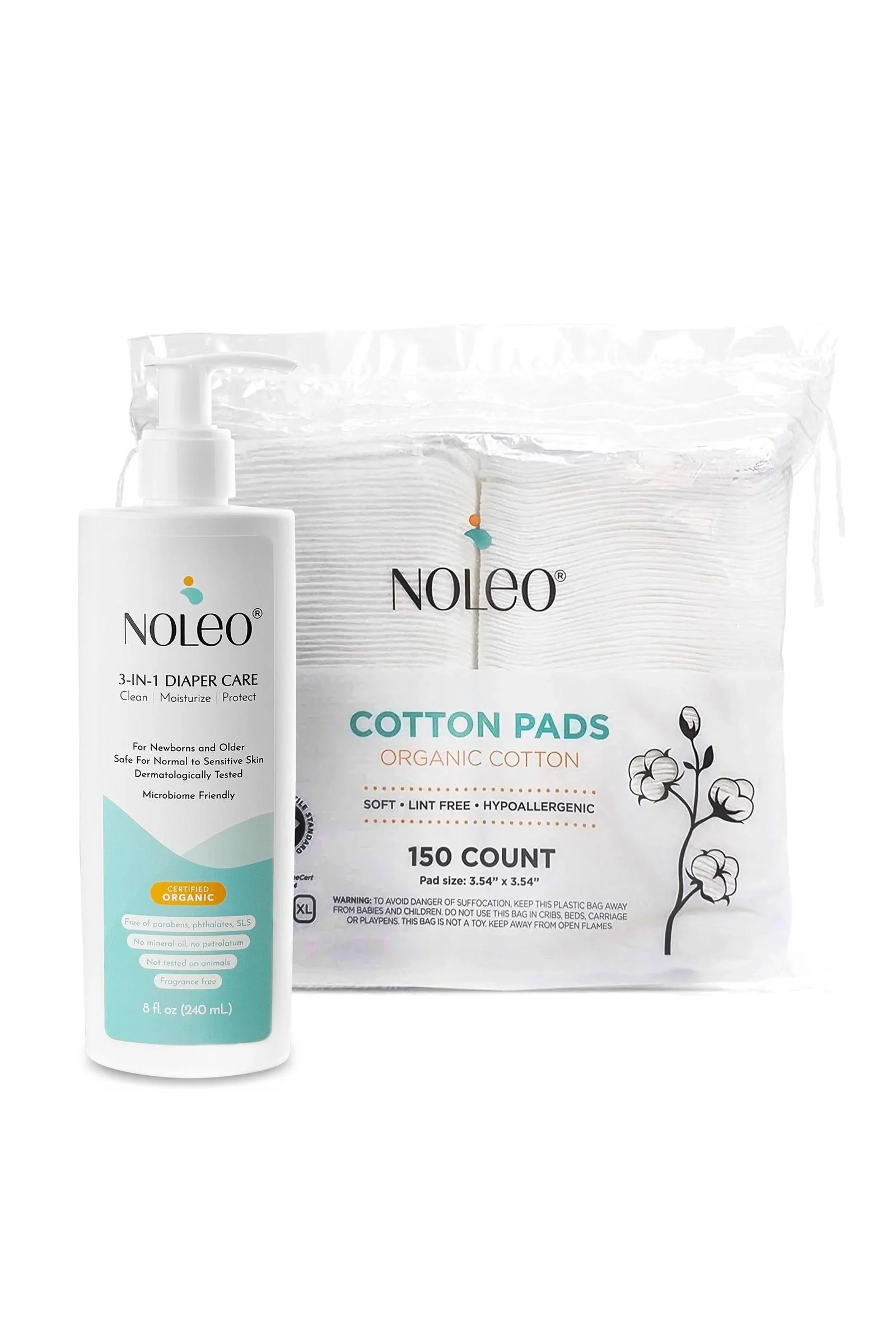 NOLEO Diaper Rash Cream & Cotton Pads, Bundle - Image 2