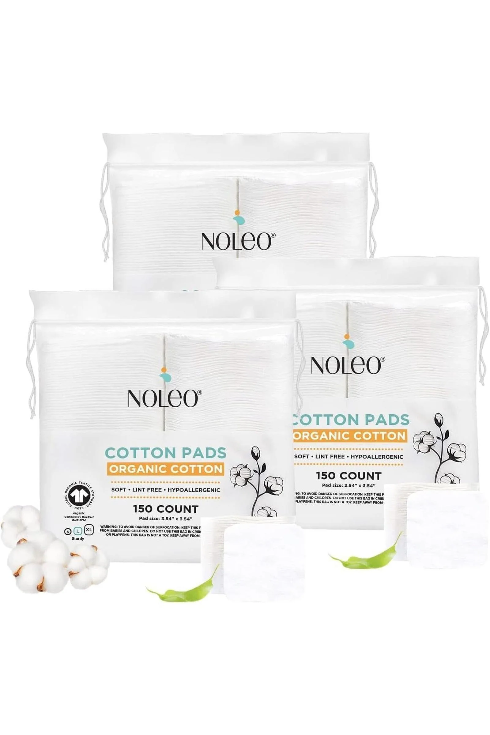 NOLEO Organic Cotton Pads - Large 3.54"x3.54" - Image 8