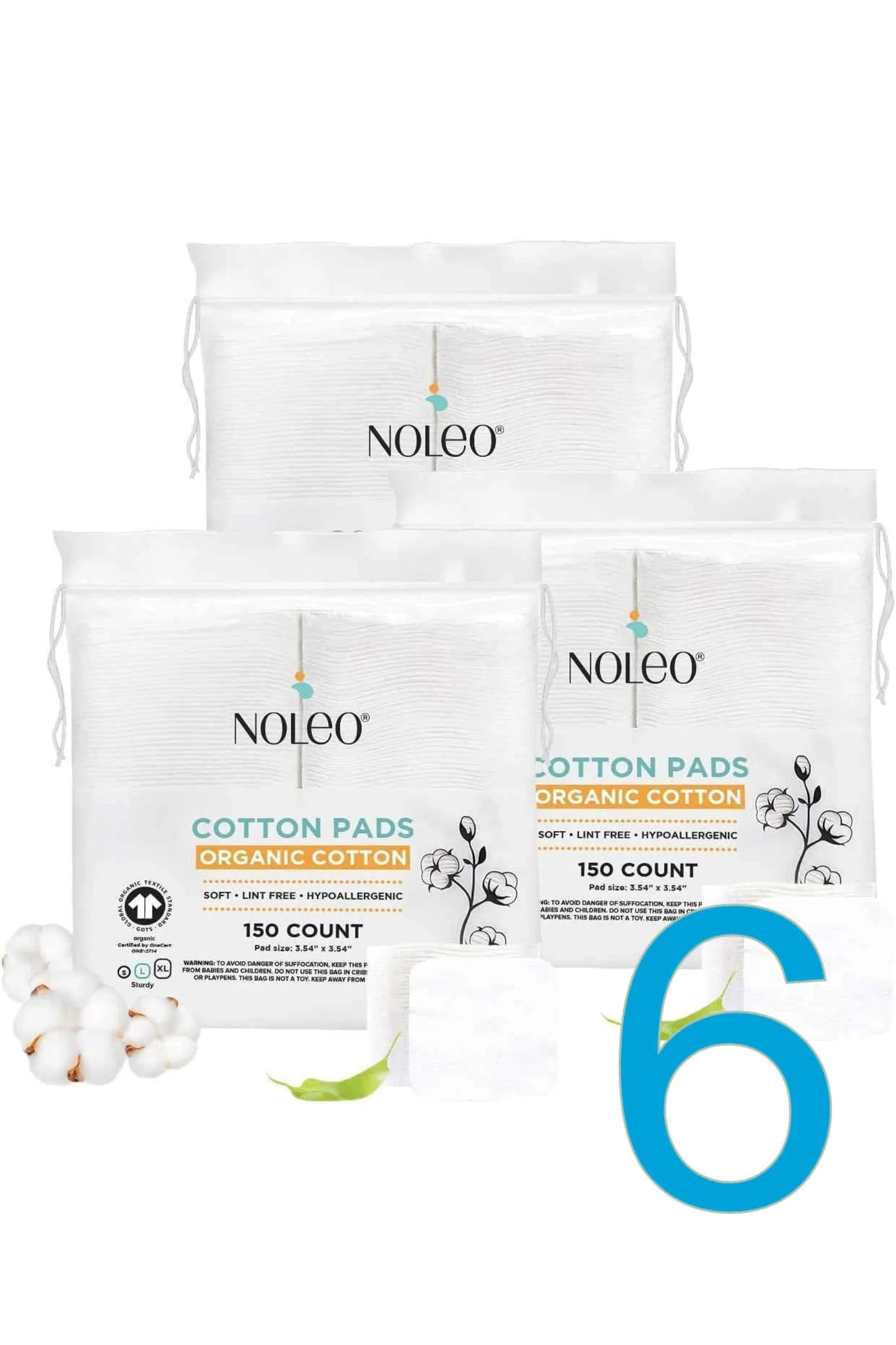 NOLEO Organic Cotton Pads - Large 3.54"x3.54" - Image 9