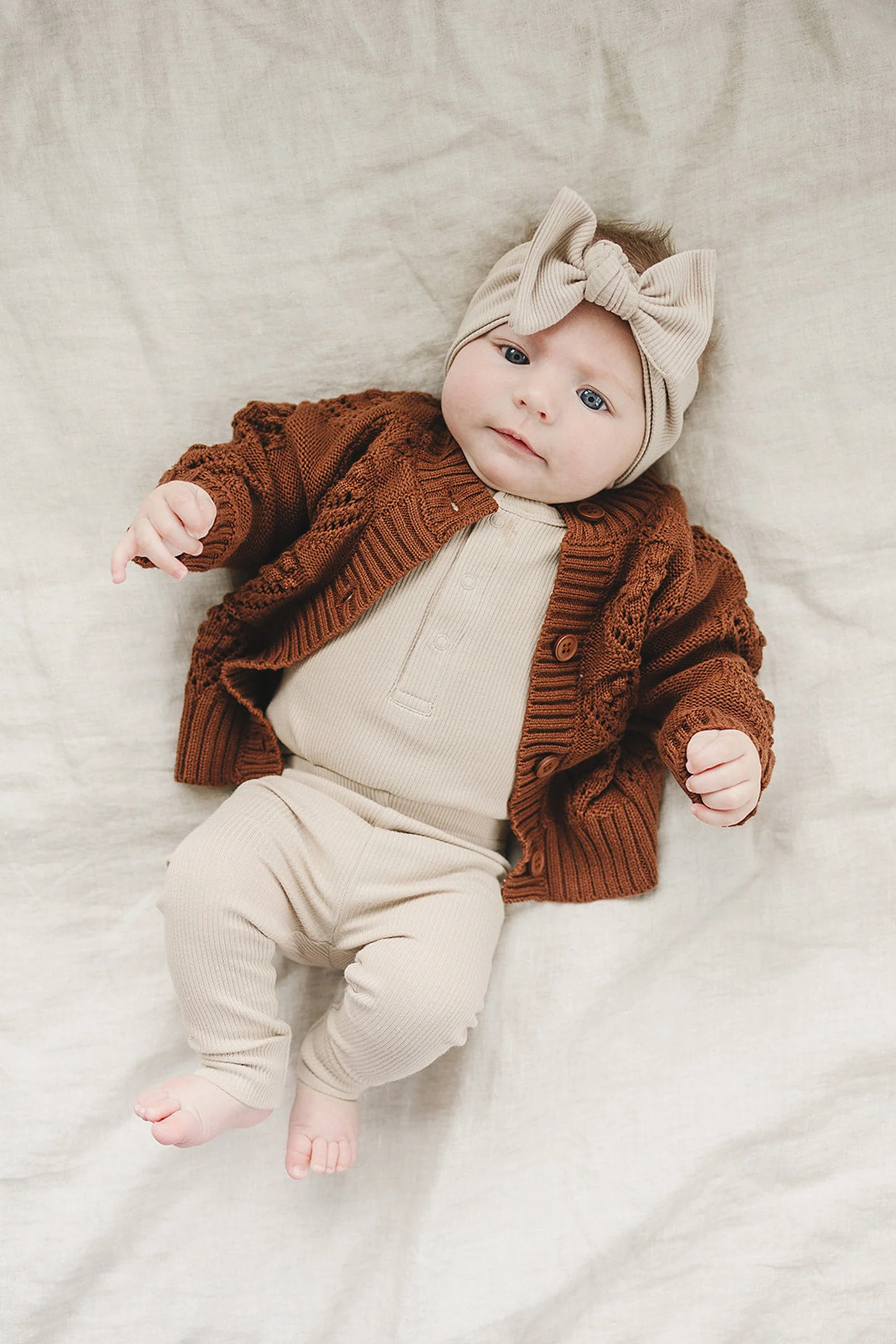 Mebie Baby Oatmeal Organic Snap Long Sleeve Ribbed Bodysuit, Cotton, Gender Neutral, Baby - Image 3