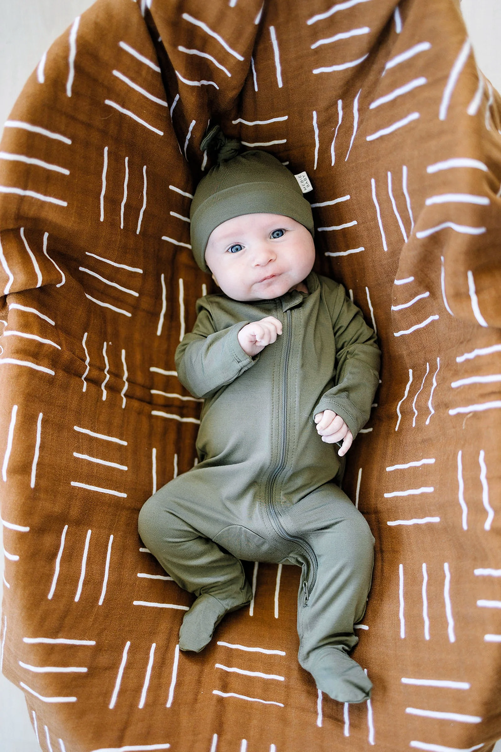Mebie Baby Olive Footed Zipper Pajama, Bamboo, Baby Essentials, Gender Neutral