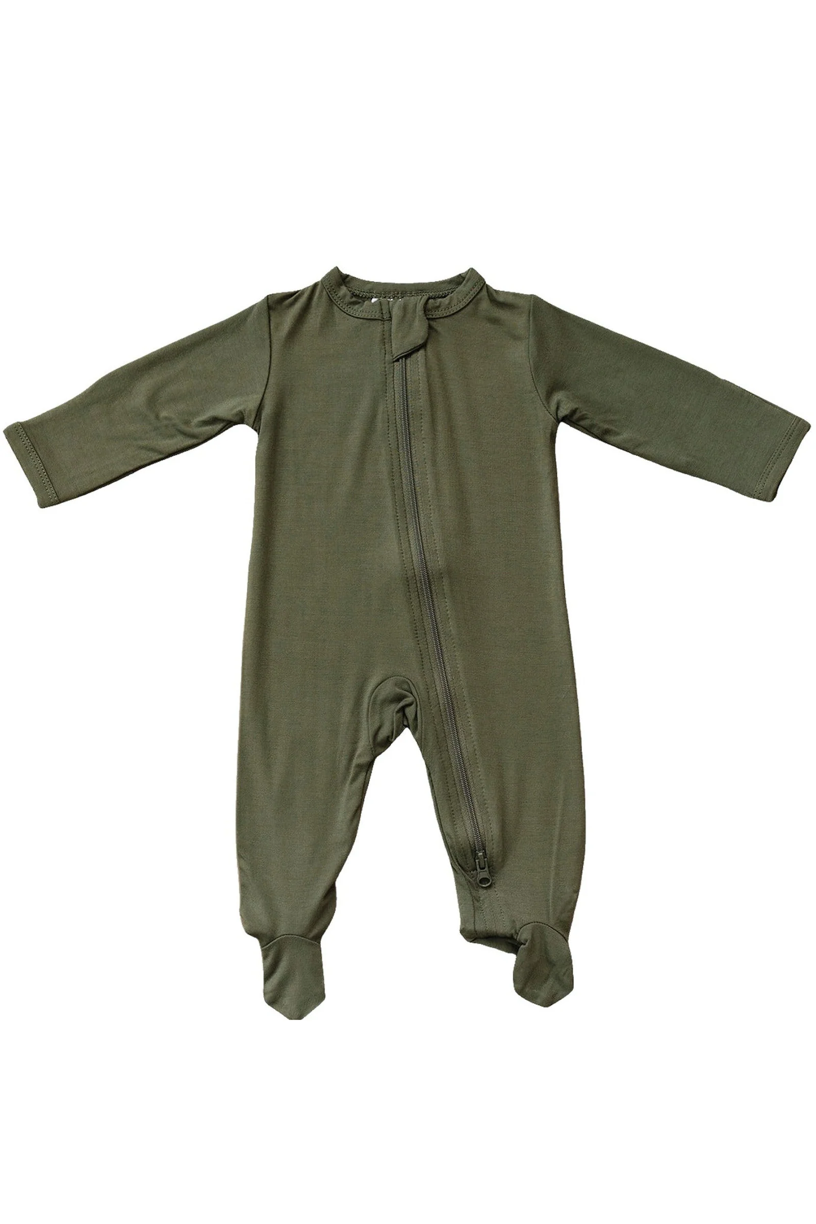Mebie Baby Olive Footed Zipper Pajama, Bamboo, Baby Essentials, Gender Neutral - Image 2
