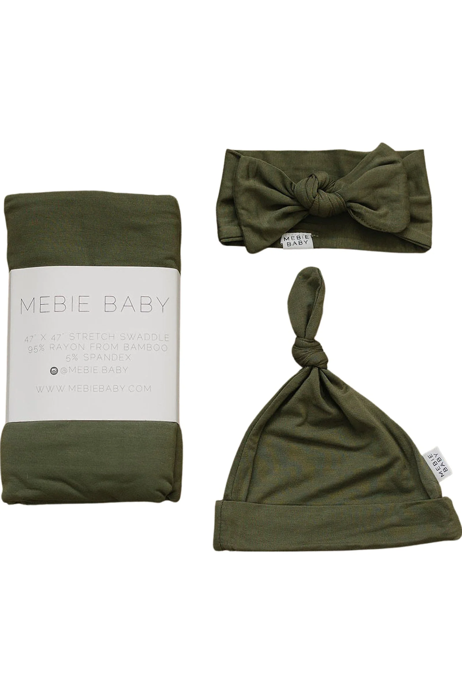 Olive Swaddle + Hat OR Head Wrap Set | Bamboo  | Baby Essentials - Image 2