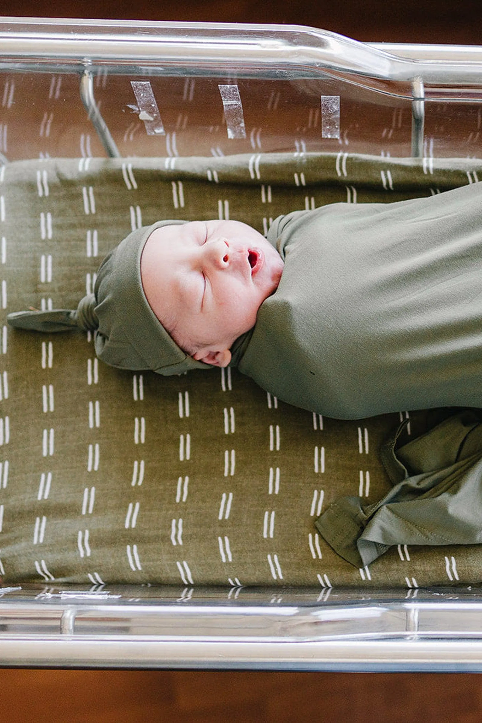 Olive Swaddle + Hat OR Head Wrap Set | Bamboo  | Baby Essentials - Image 4
