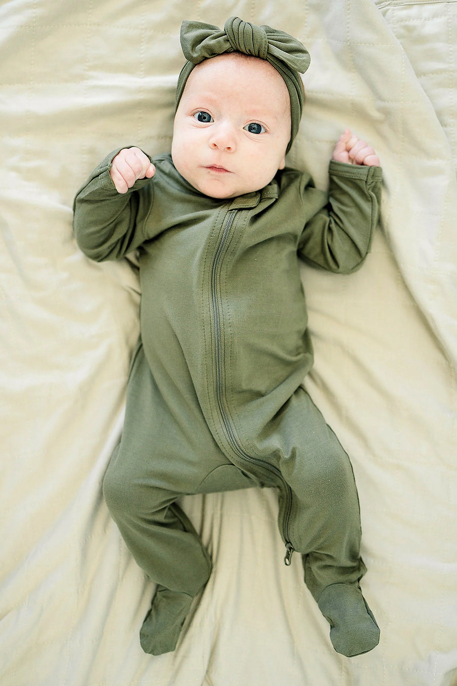 Mebie Baby Baby Girl Olive Head Wrap, Bamboo, Baby - Image 4