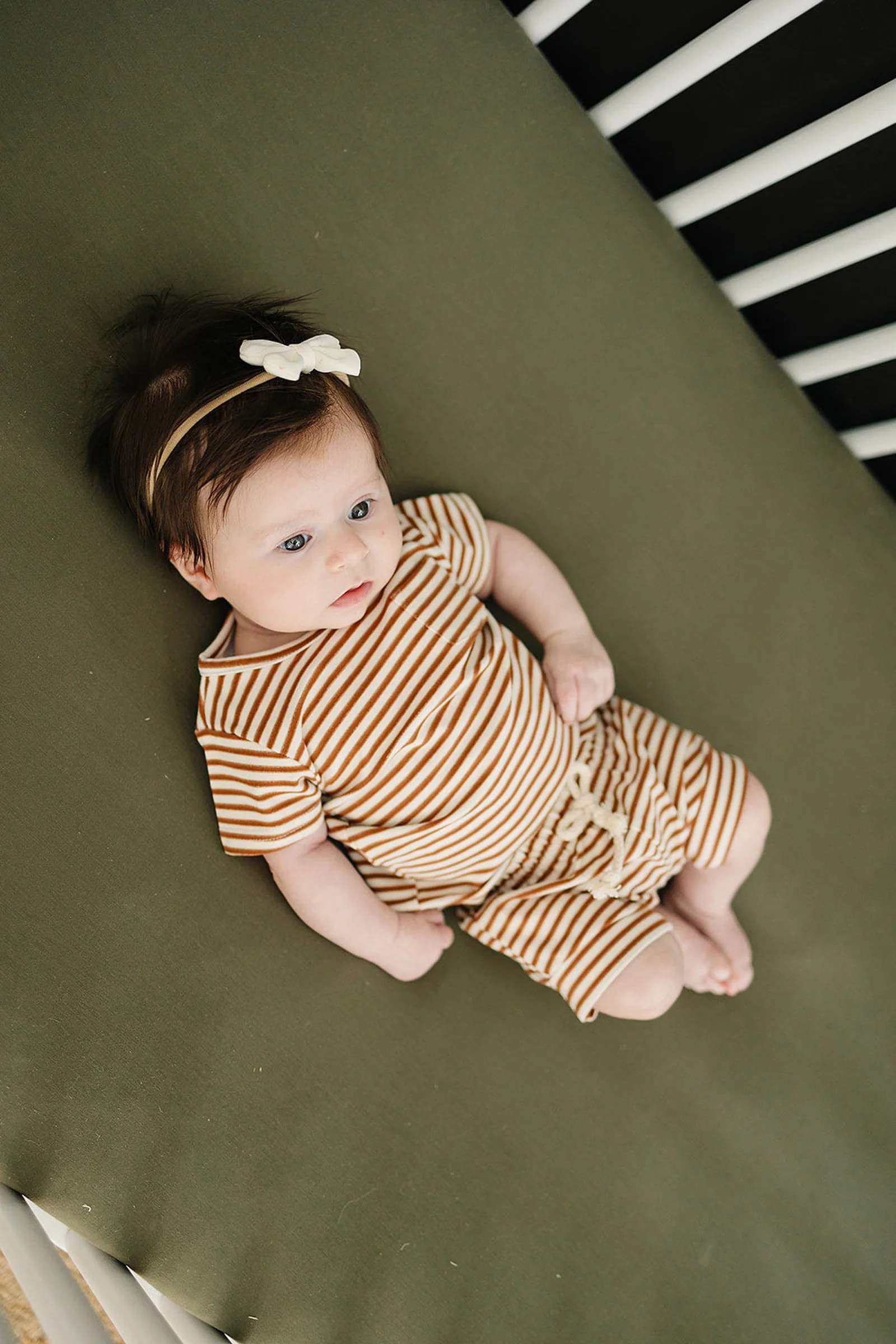 Mebie Baby Olive Stretch Crib Sheet, Bamboo, Baby Essentials - Image 3