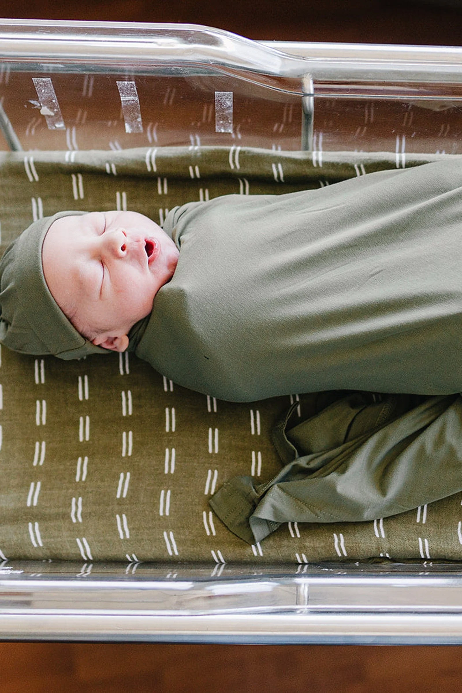 Olive Stretch Swaddle Blanket | Bamboo | Baby Essentials | Gender Neutral - Image 3
