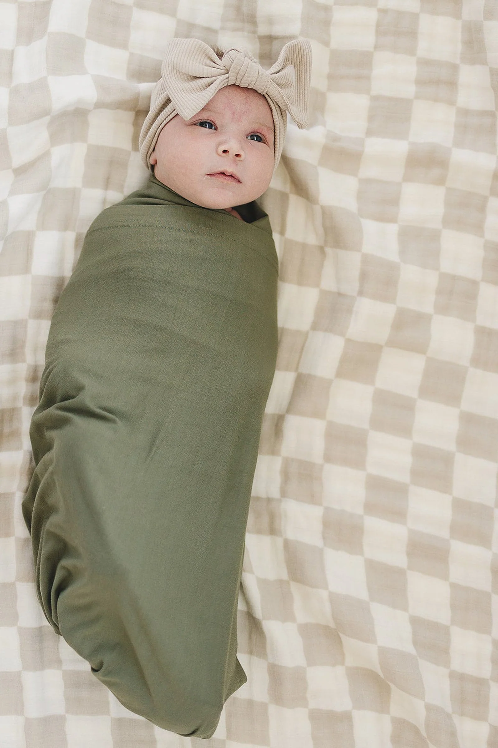 Olive Stretch Swaddle Blanket | Bamboo | Baby Essentials | Gender Neutral - Image 4