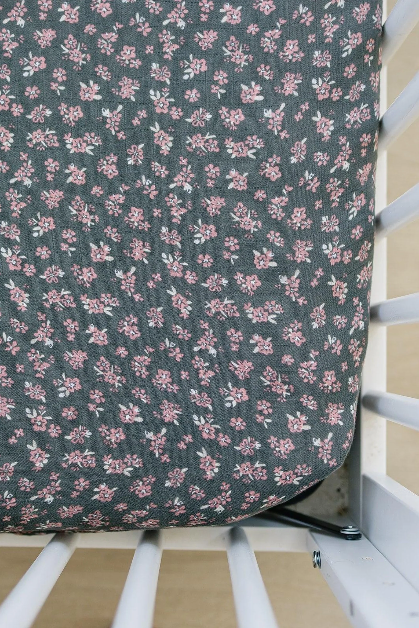 Mebie Baby Olive Bloom Muslin Crib Sheet, 100% Cotton, Baby Essentials