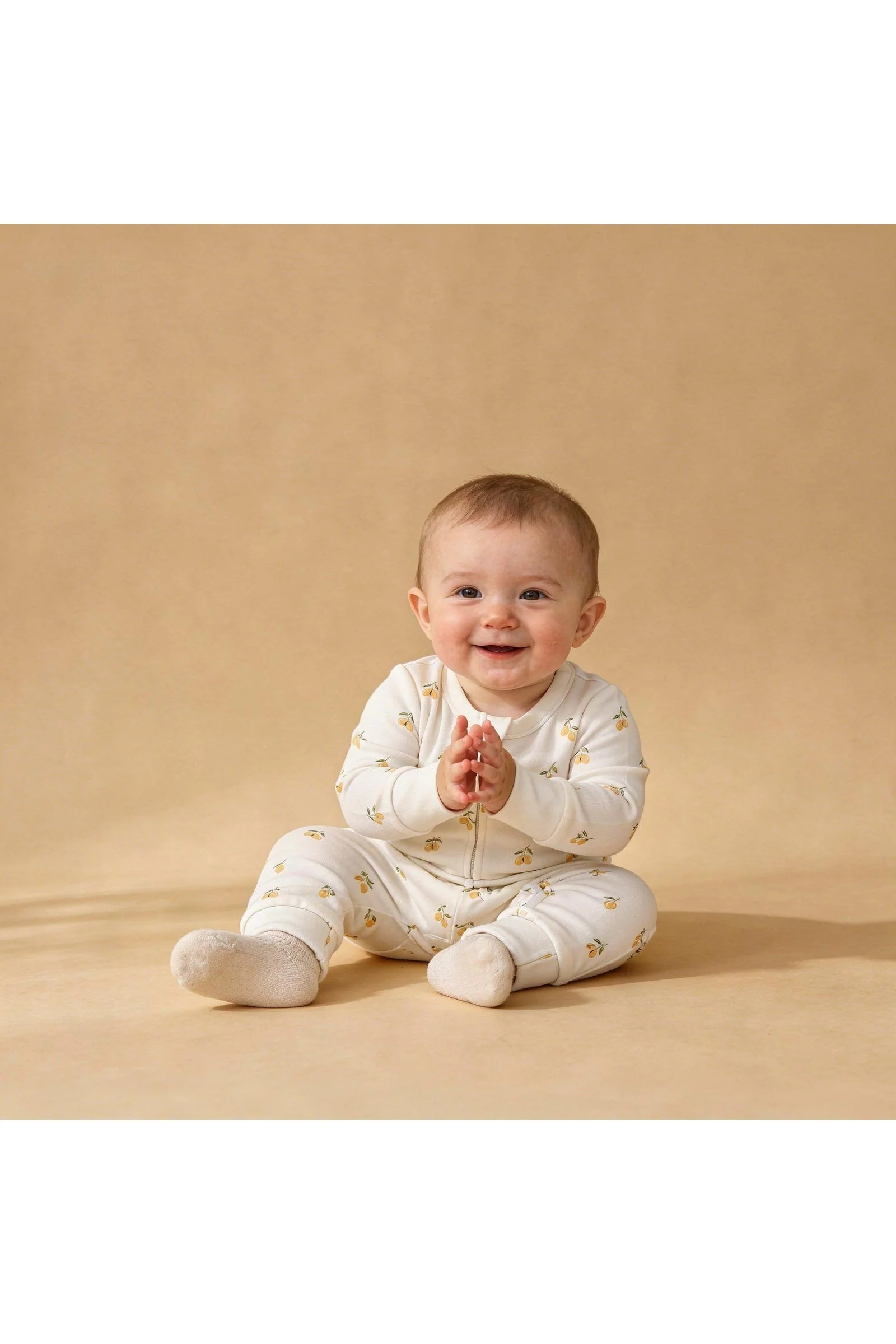 Organic 2-Way Zip Romper - Lemons - Image 3