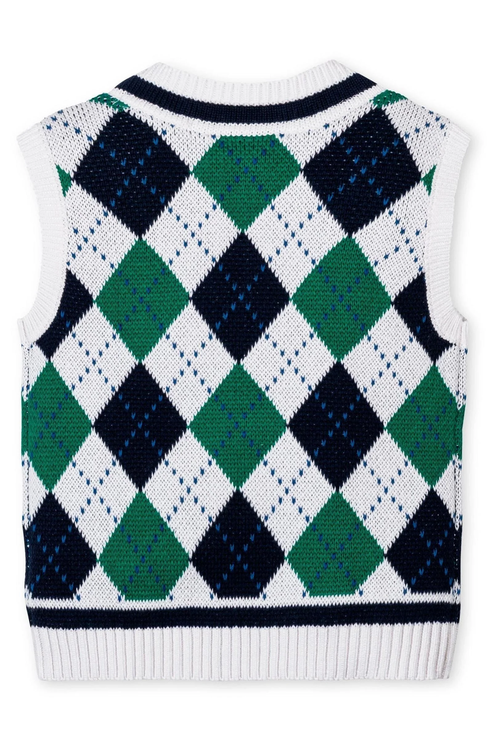 Hope & Henry Organic Cotton Argyle Sweater Vest for Boys, White & Green, Size 2T-18 - Image 4