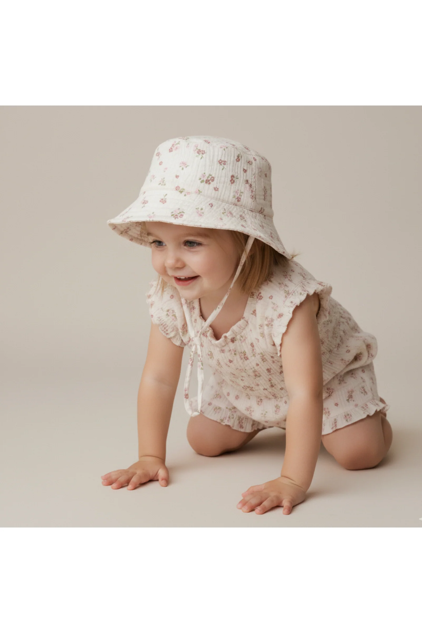 Organic Bucket Sun Hat - Blush Floral - Image 3