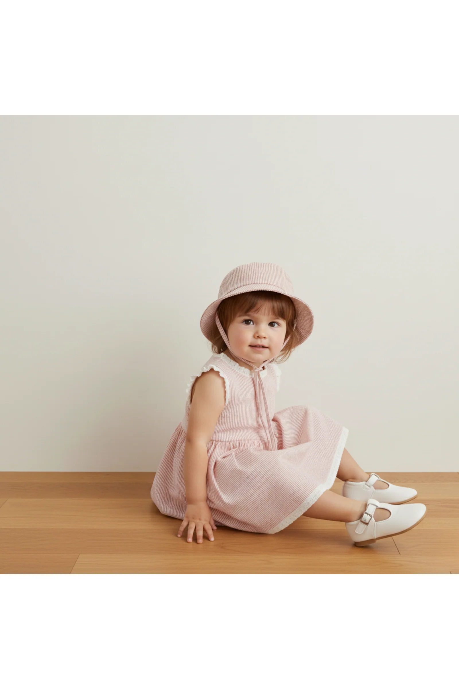 Organic Bucket Sun Hat - Coral Stripes - Image 3