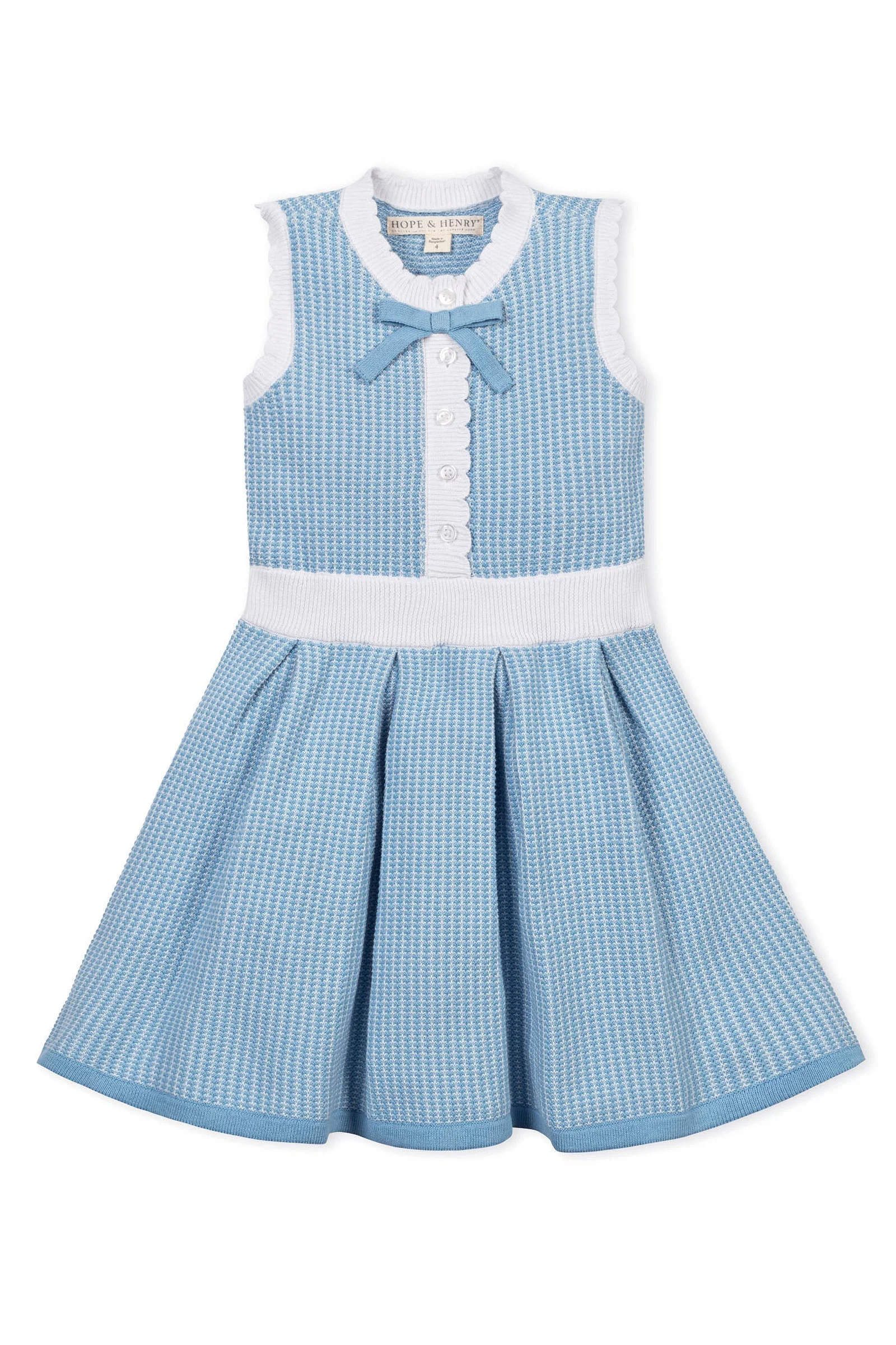 Hope & Henry Organic Cotton Button Front Tank Sweater Dress for Girls, Bluebell, Sizes 2T-12 - Image 2