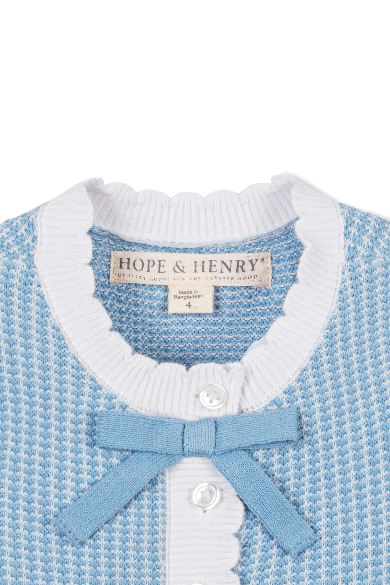 Hope & Henry Organic Cotton Button Front Tank Sweater Dress for Girls, Bluebell, Sizes 2T-12 - Image 3