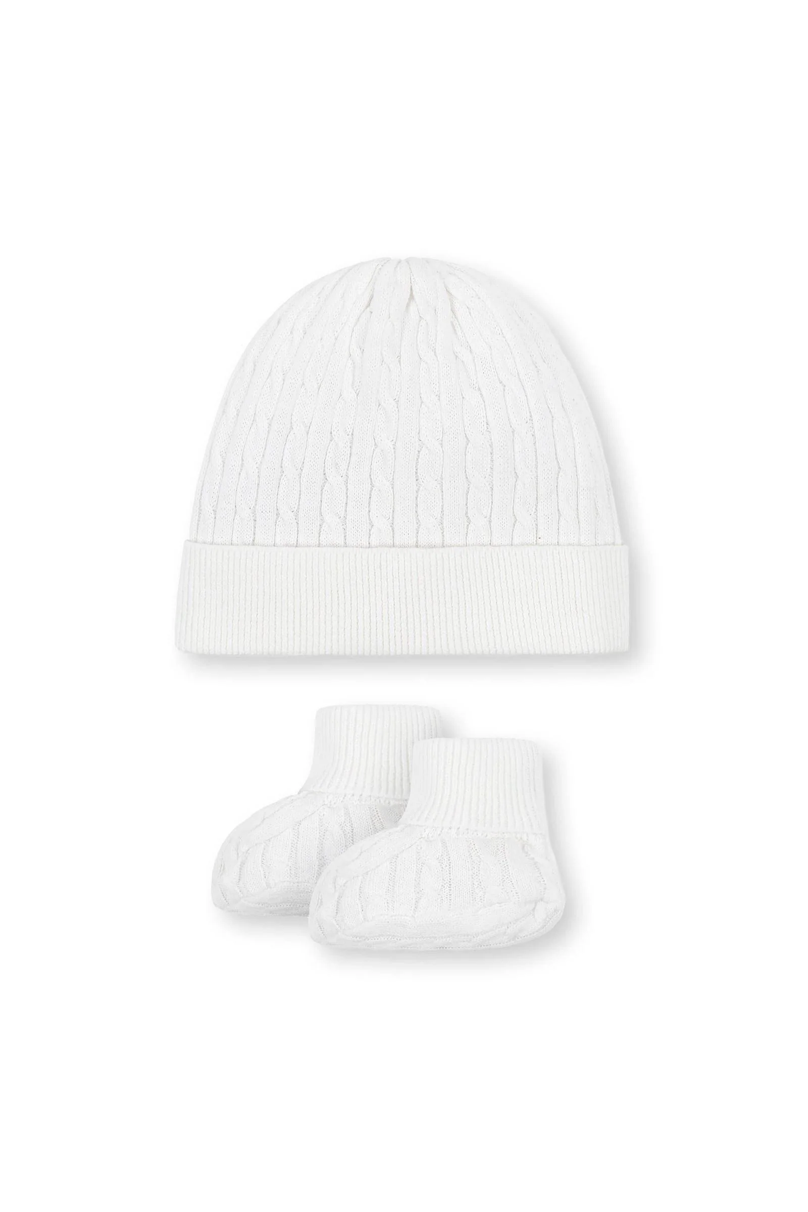 Baby Organic Cable Knit Blanket 3-Piece Boxed Gift Set, Snow White - Image 3