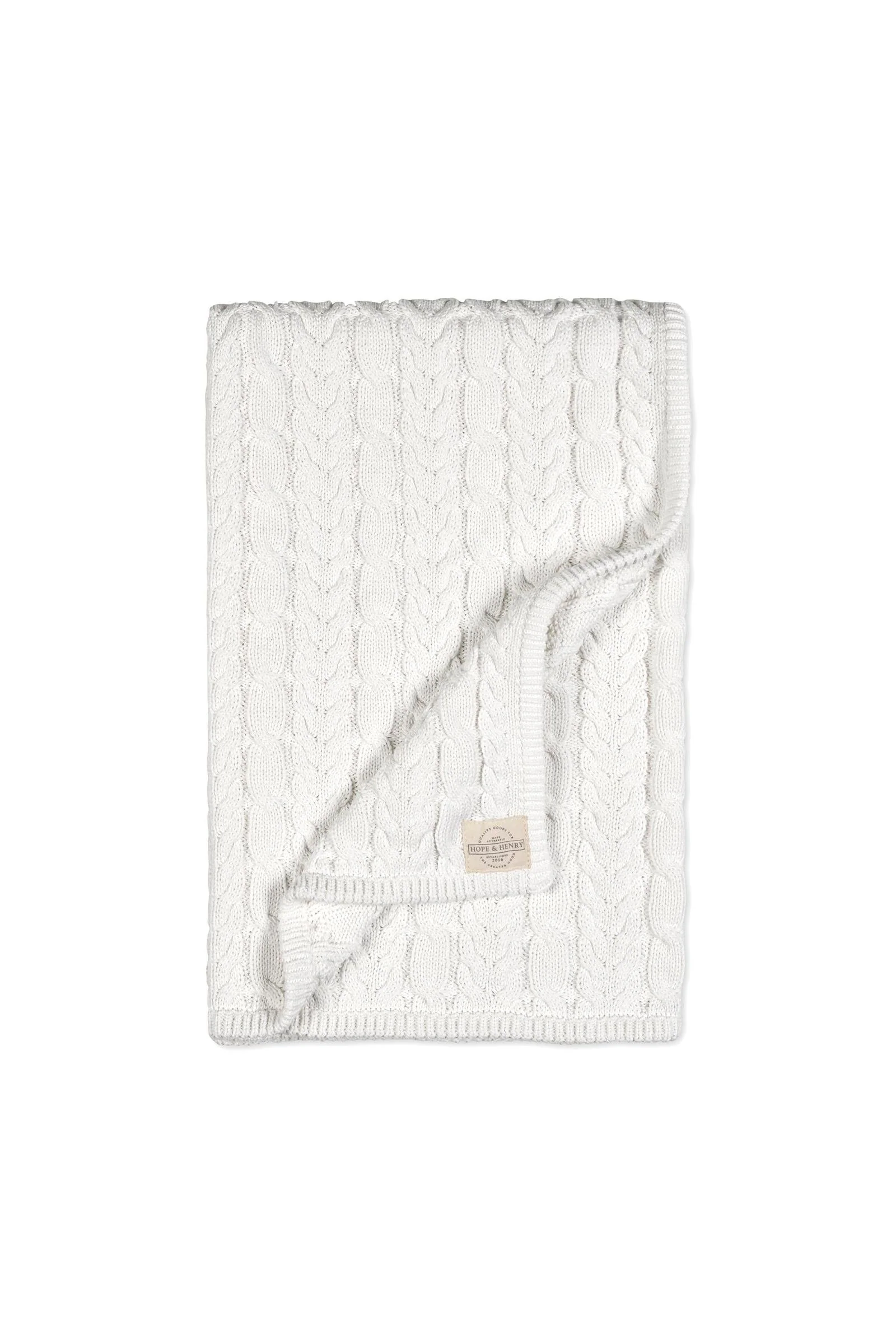 Baby Organic Cable Knit Blanket 3-Piece Boxed Gift Set, Snow White - Image 4
