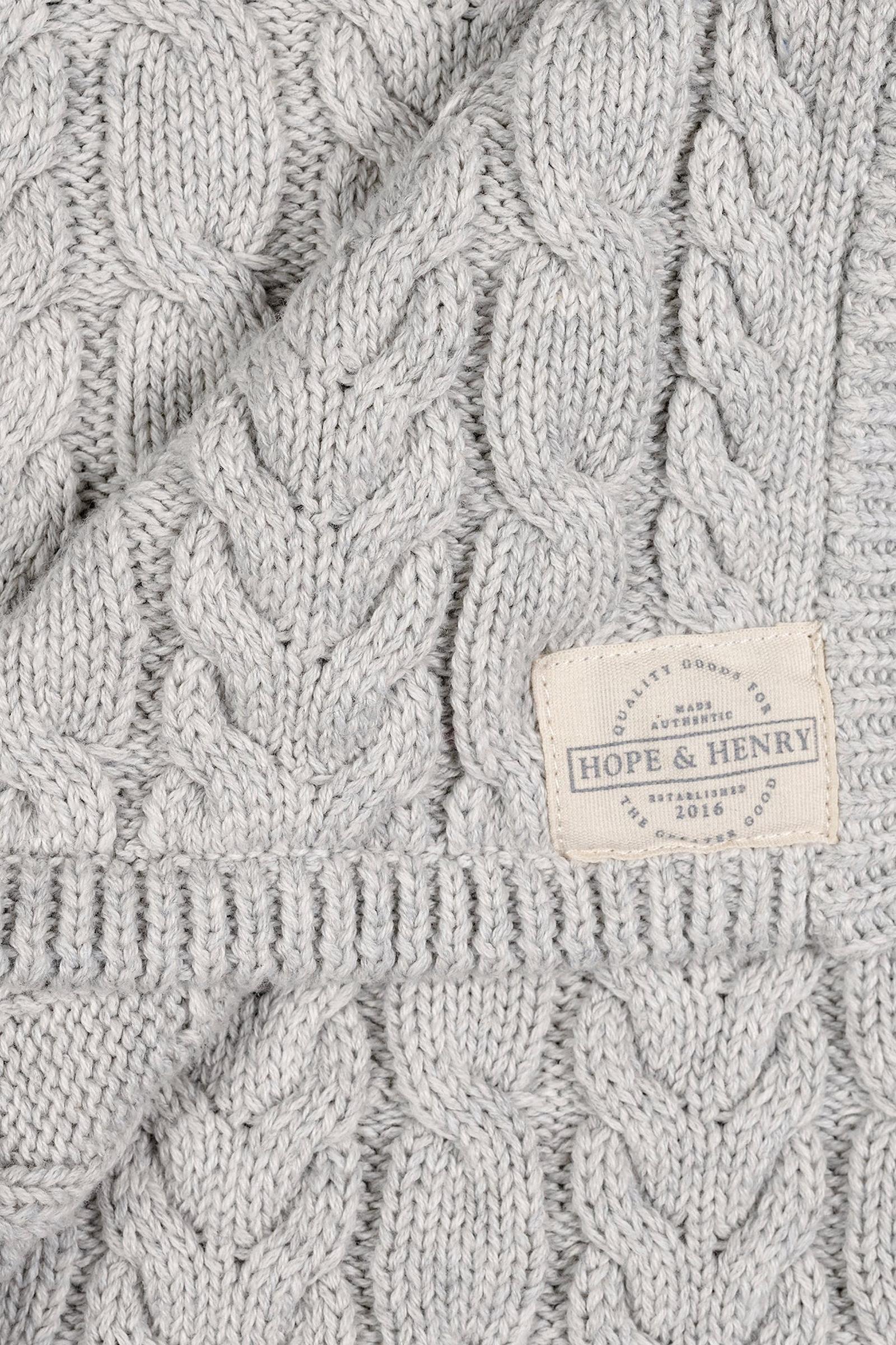 Organic Cotton Cable Knit Baby Blanket, Light Gray - Image 3