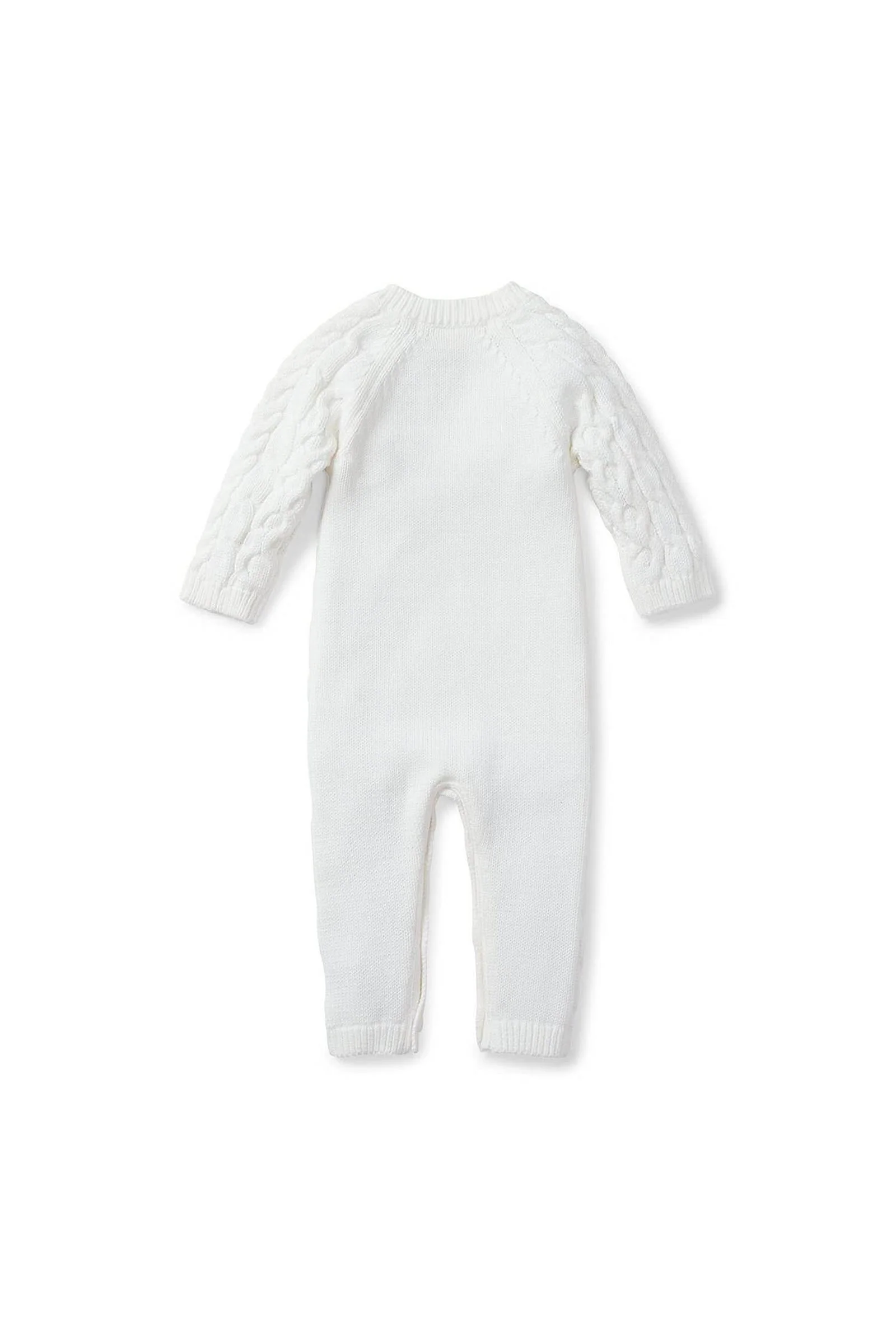 Hope & Henry Organic Cotton Cable Knit Sweater Romper for Babies, Soft White - Image 5