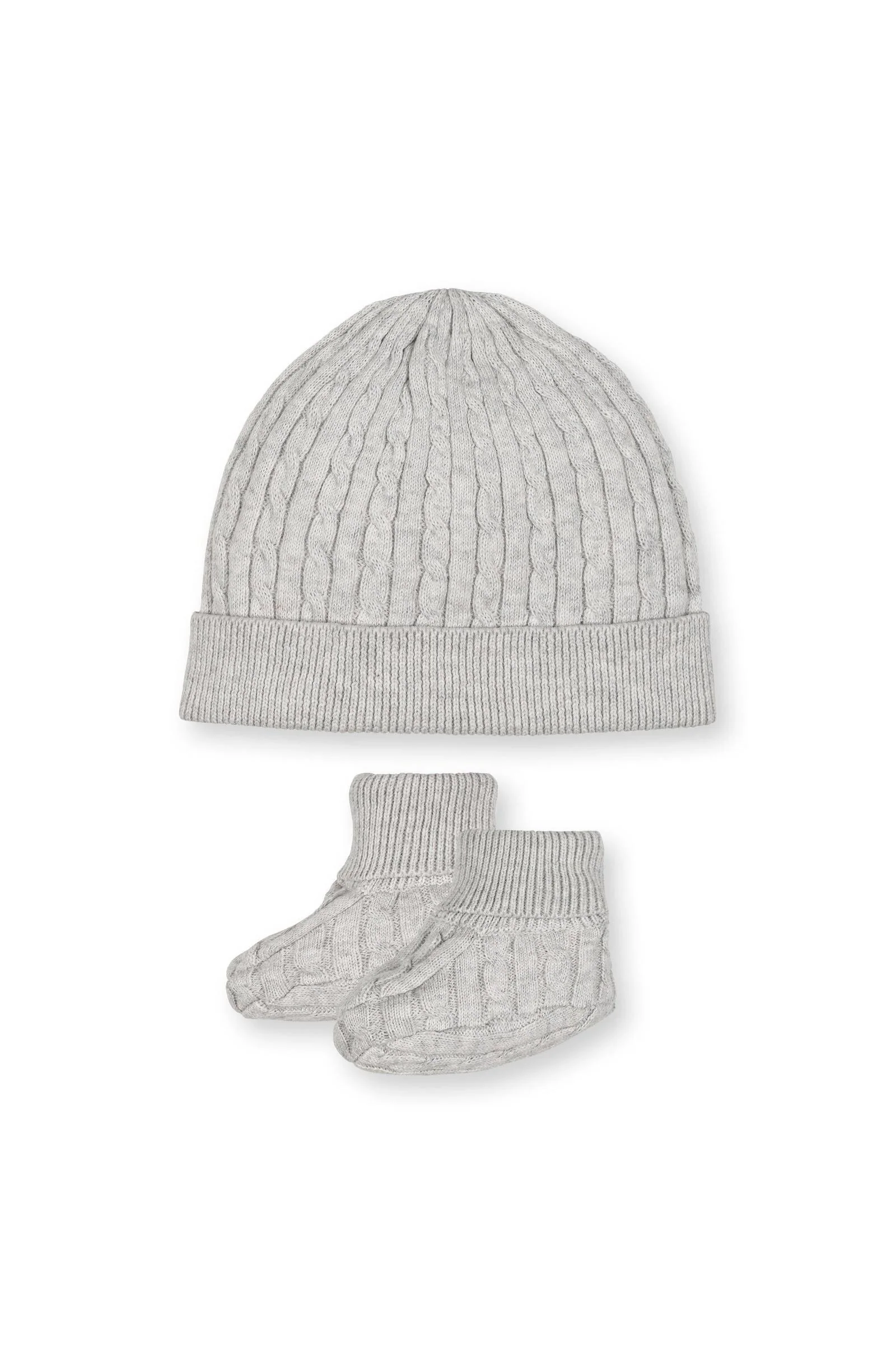Baby Organic Cable Romper 4-Piece Boxed Gift Set, Light Gray Heather - Image 3