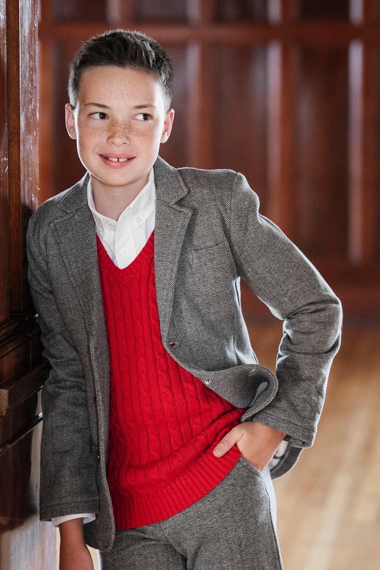 Hope & Henry Organic Cotton Cable Sweater Vest for Boys, Red, Sizes 4T-18